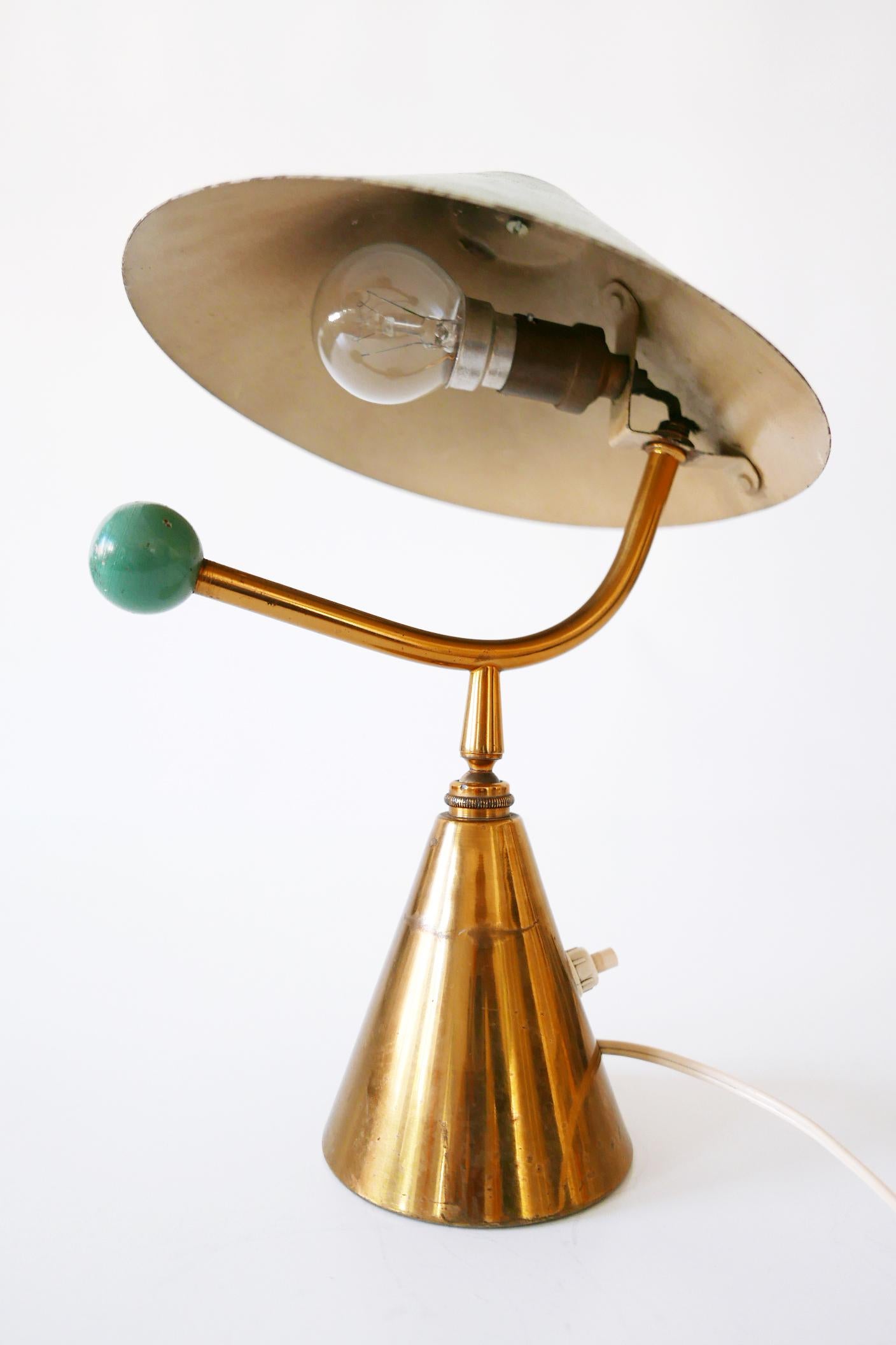 Exceptional Mid-Century Modern Brass Table Lamp, 1950s, France 13
