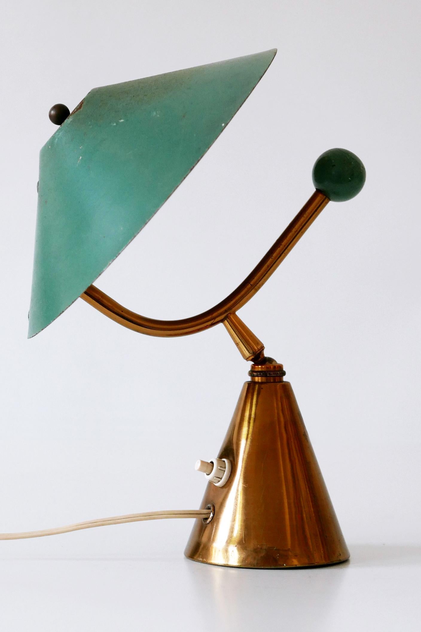 French Exceptional Mid-Century Modern Brass Table Lamp, 1950s, France