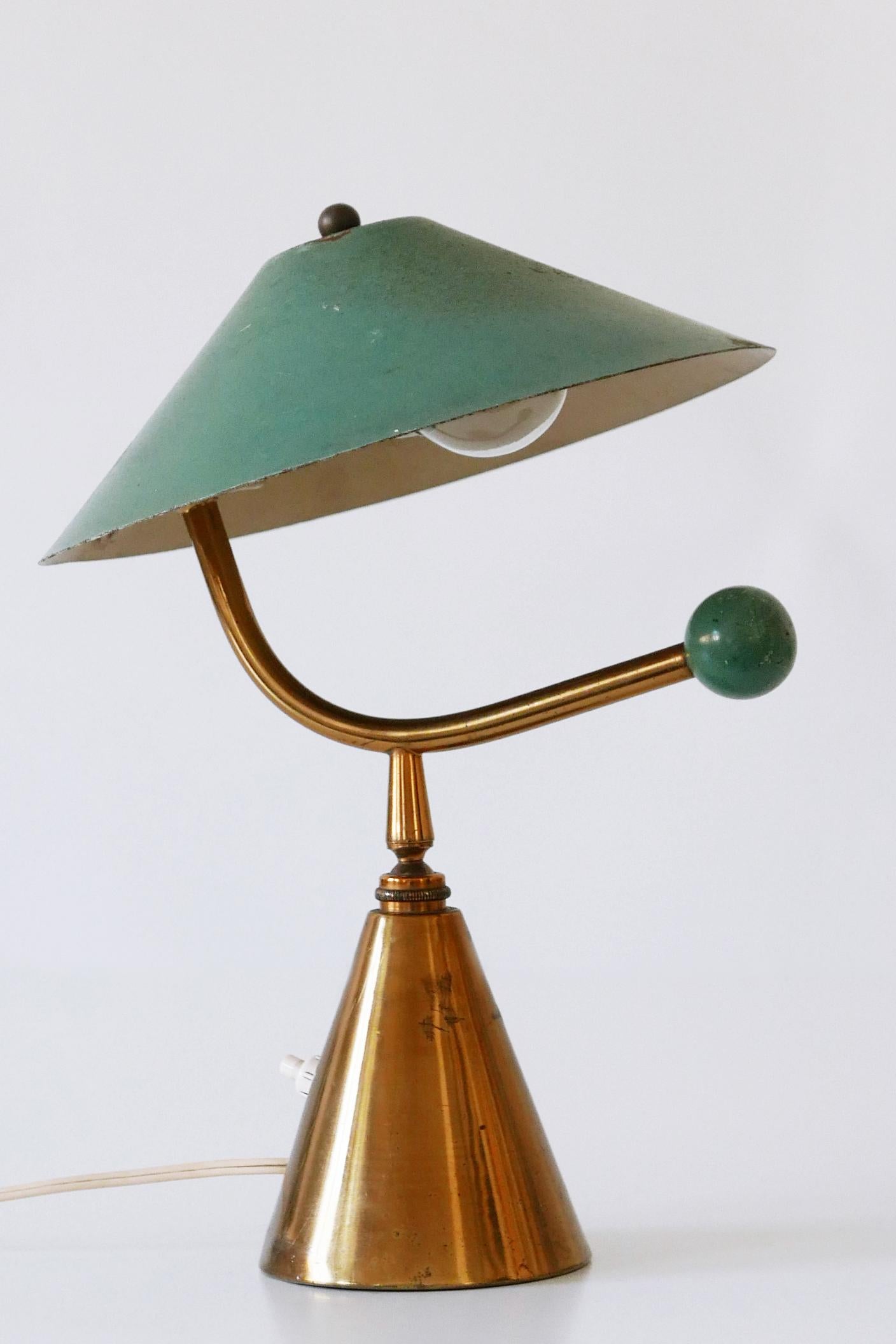Exceptional Mid-Century Modern Brass Table Lamp, 1950s, France 2