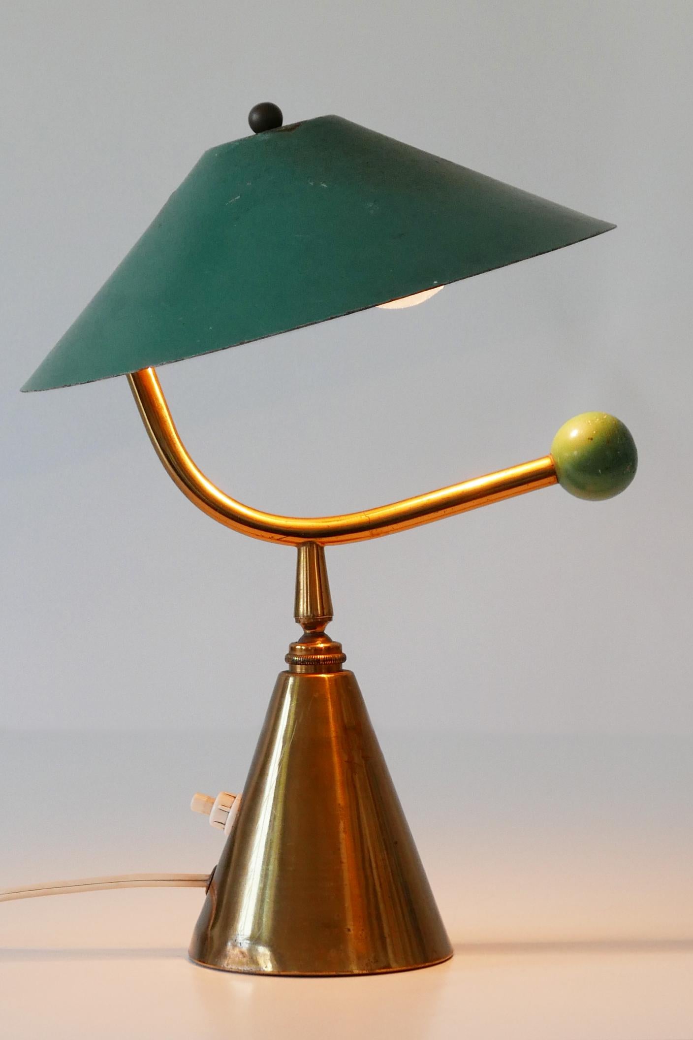 Exceptional Mid-Century Modern Brass Table Lamp, 1950s, France 3