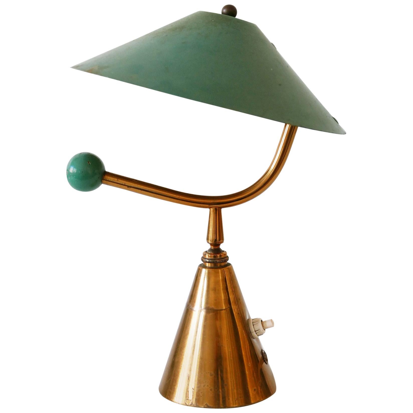 Exceptional Mid-Century Modern Brass Table Lamp, 1950s, France