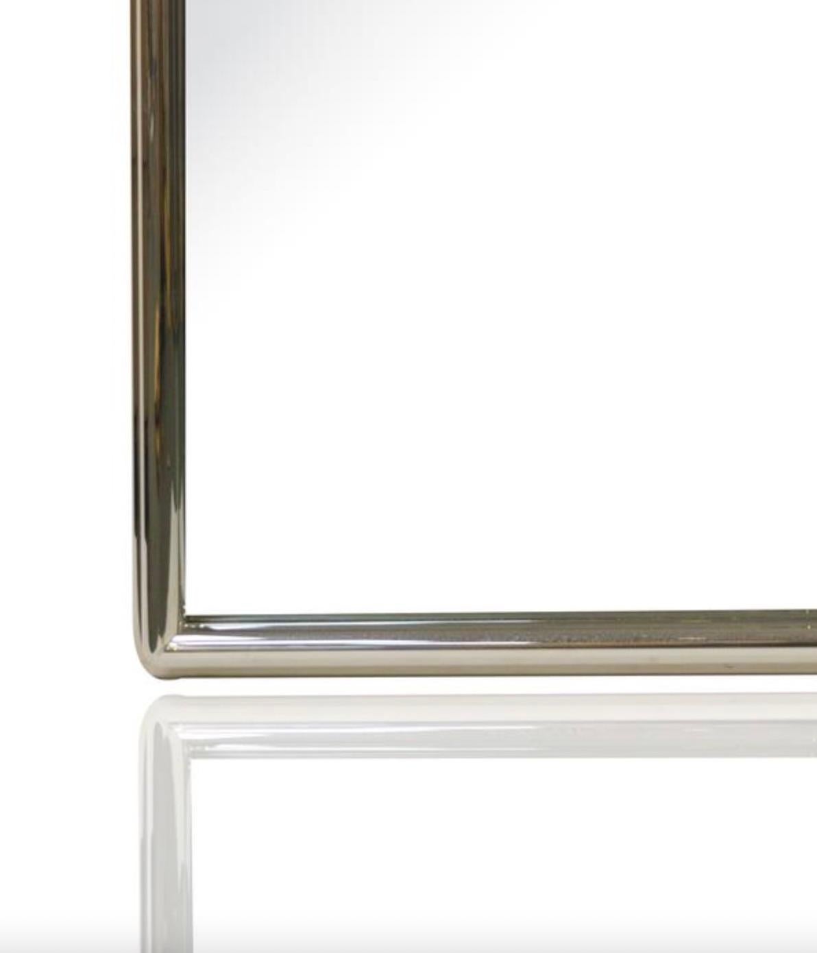 Exceptional Mid Century Modern Chrome Framed / Brass Decorated Mantel Mirror For Sale 2