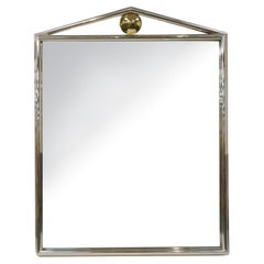 Vintage Exceptional Mid Century Modern Chrome Framed / Brass Decorated Mantel Mirror