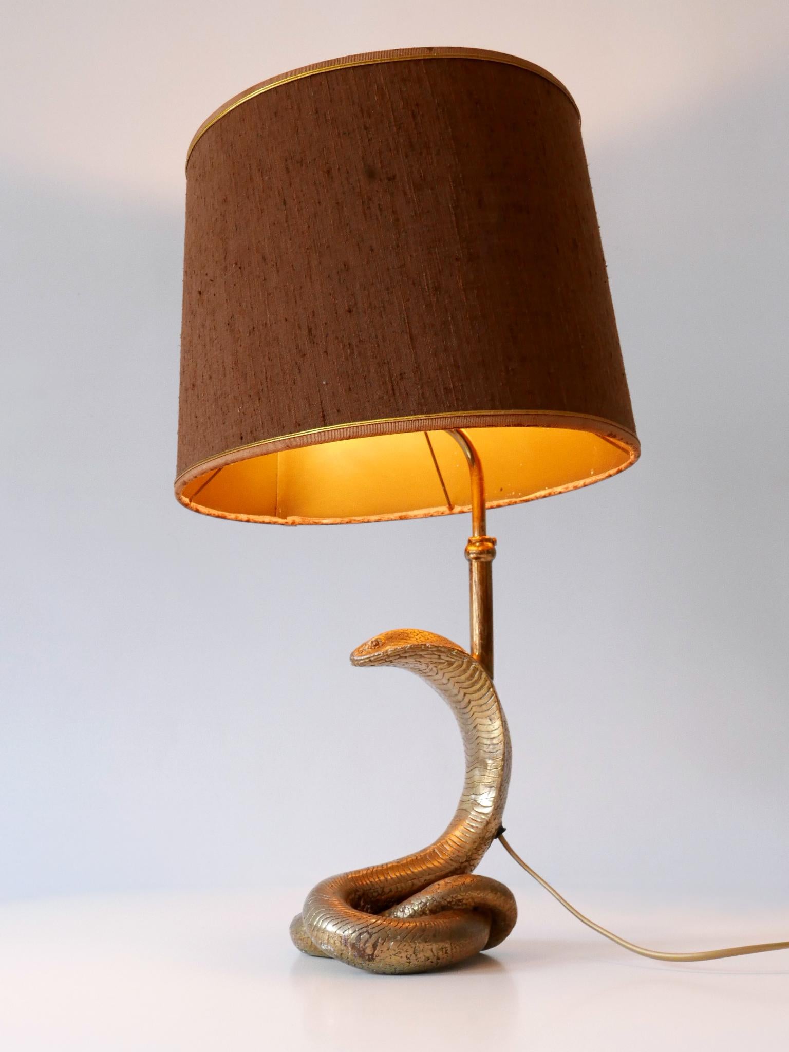 Exceptional Mid-Century Modern Cobra Table Lamp by Maison Jansen France 1970s For Sale 4