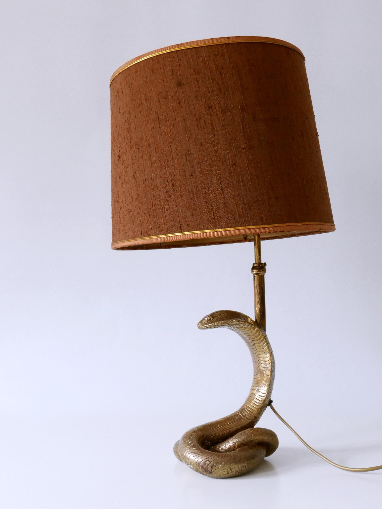 Exceptional Mid-Century Modern Cobra Table Lamp, attr Maison Jansen France 1970s For Sale 5