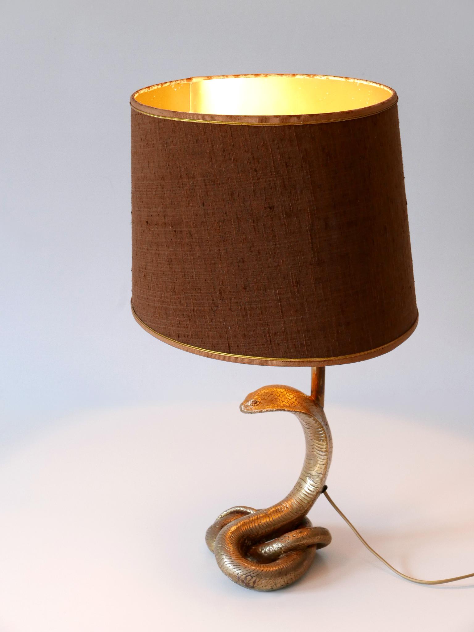Exceptional Mid-Century Modern Cobra Table Lamp by Maison Jansen France 1970s For Sale 6