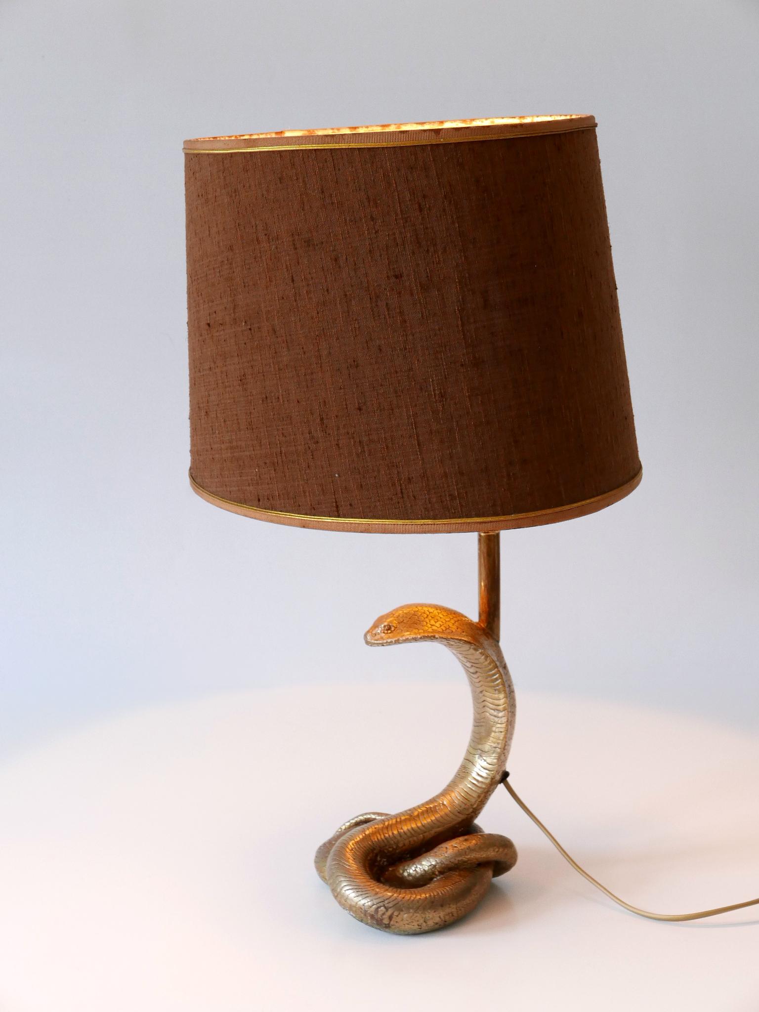 Exceptional Mid-Century Modern Cobra Table Lamp, attr Maison Jansen France 1970s For Sale 7