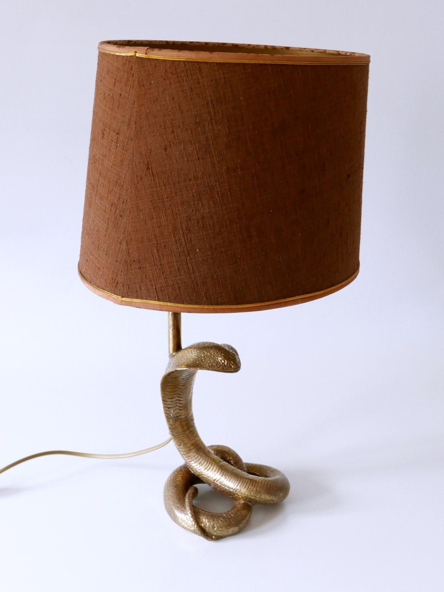 Late 20th Century Exceptional Mid-Century Modern Cobra Table Lamp, attr Maison Jansen France 1970s For Sale