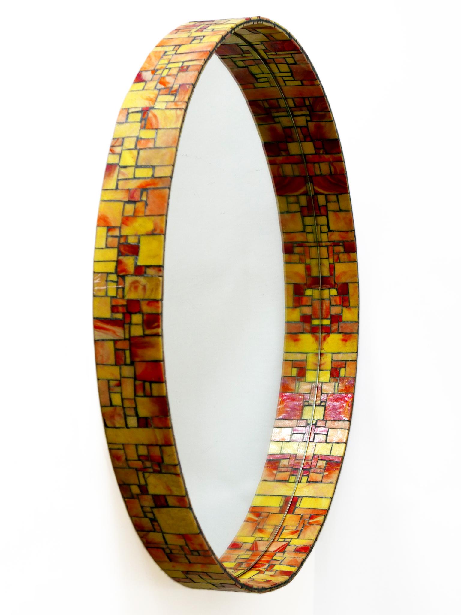 Exceptional Mid-Century Modern Mosaic Framed Circular Wall Mirror, Italy, 1960s In Good Condition For Sale In Munich, DE