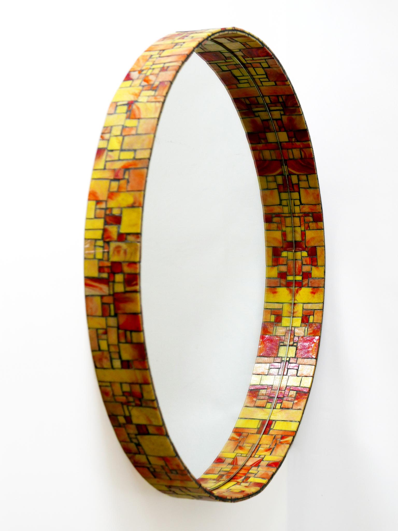 Mid-20th Century Exceptional Mid-Century Modern Mosaic Framed Circular Wall Mirror, Italy, 1960s For Sale