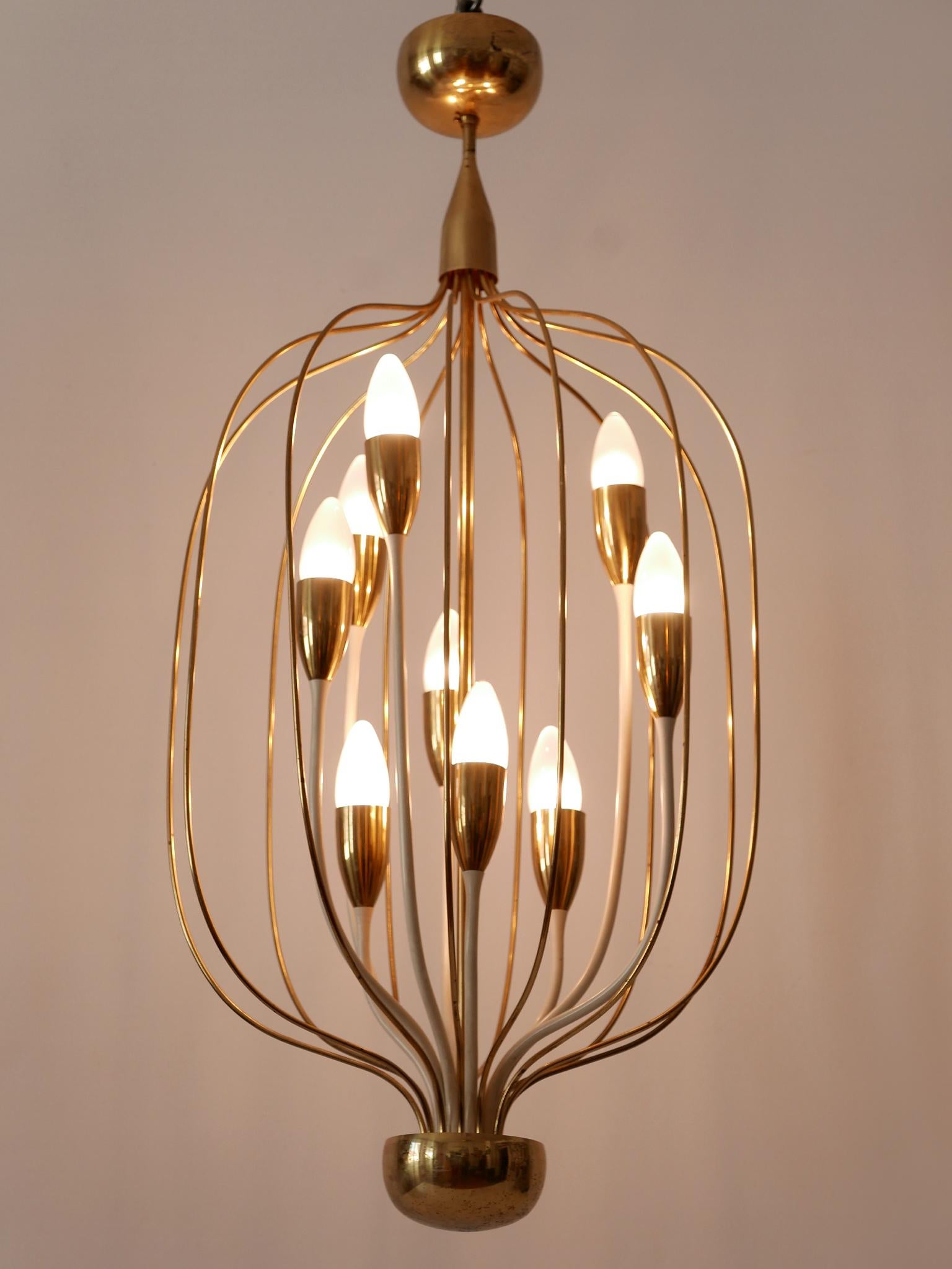 Exceptional Mid-Century Modern Nine-Flamed Chandelier or Pendant Lamp 1950s For Sale 5