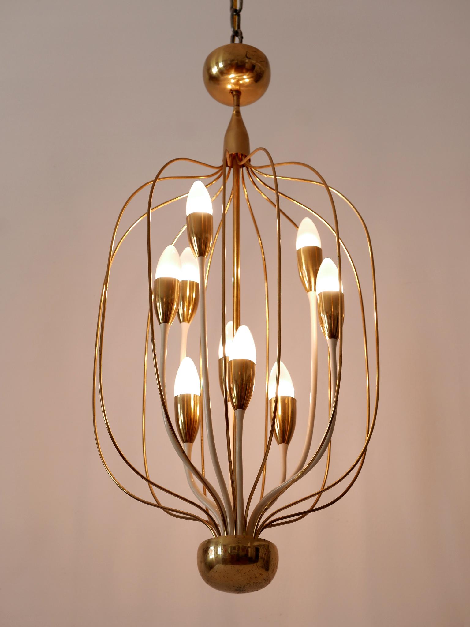 Exceptional Mid-Century Modern Nine-Flamed Chandelier or Pendant Lamp 1950s For Sale 6