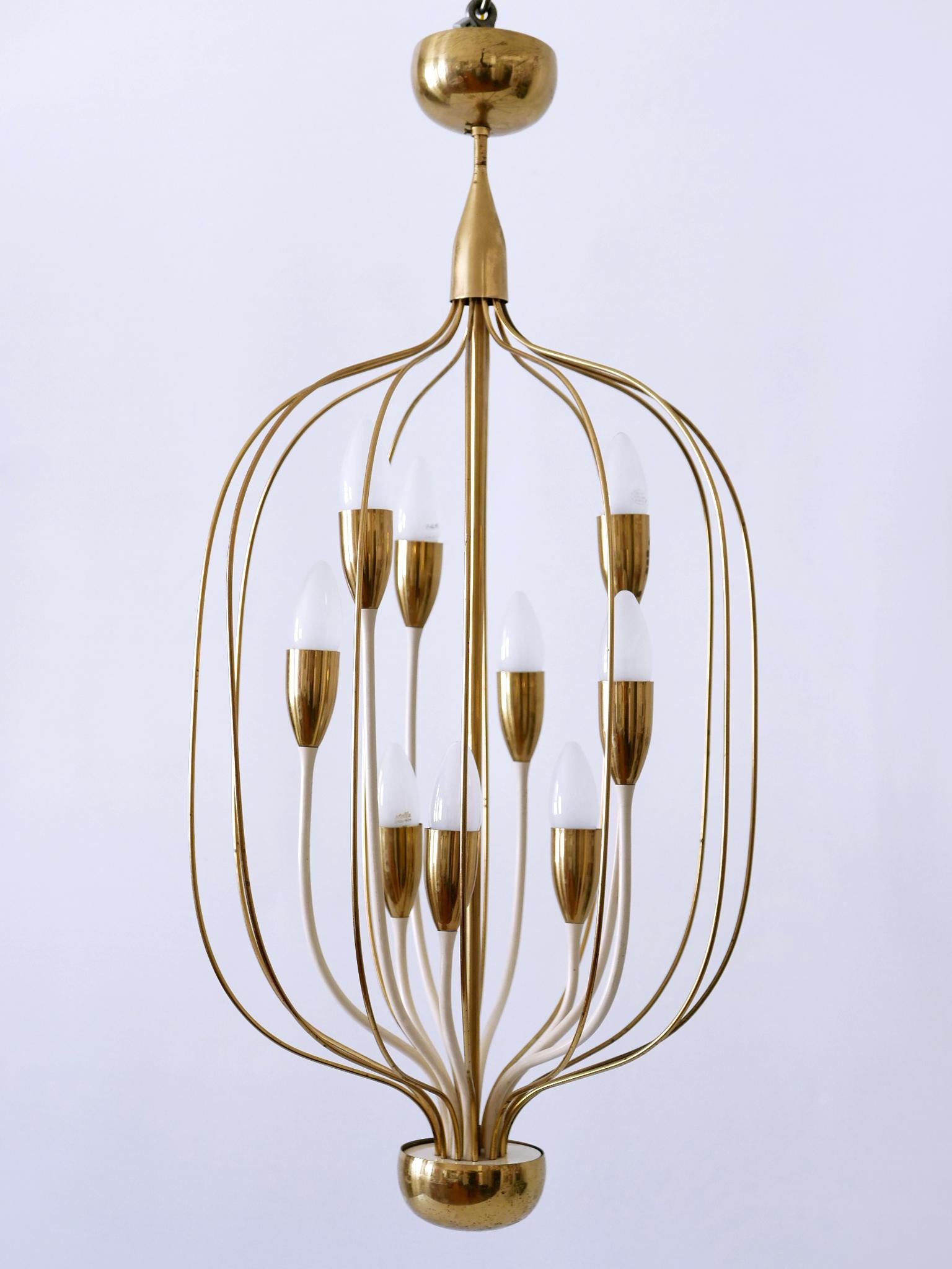 German Exceptional Mid-Century Modern Nine-Flamed Chandelier or Pendant Lamp 1950s For Sale