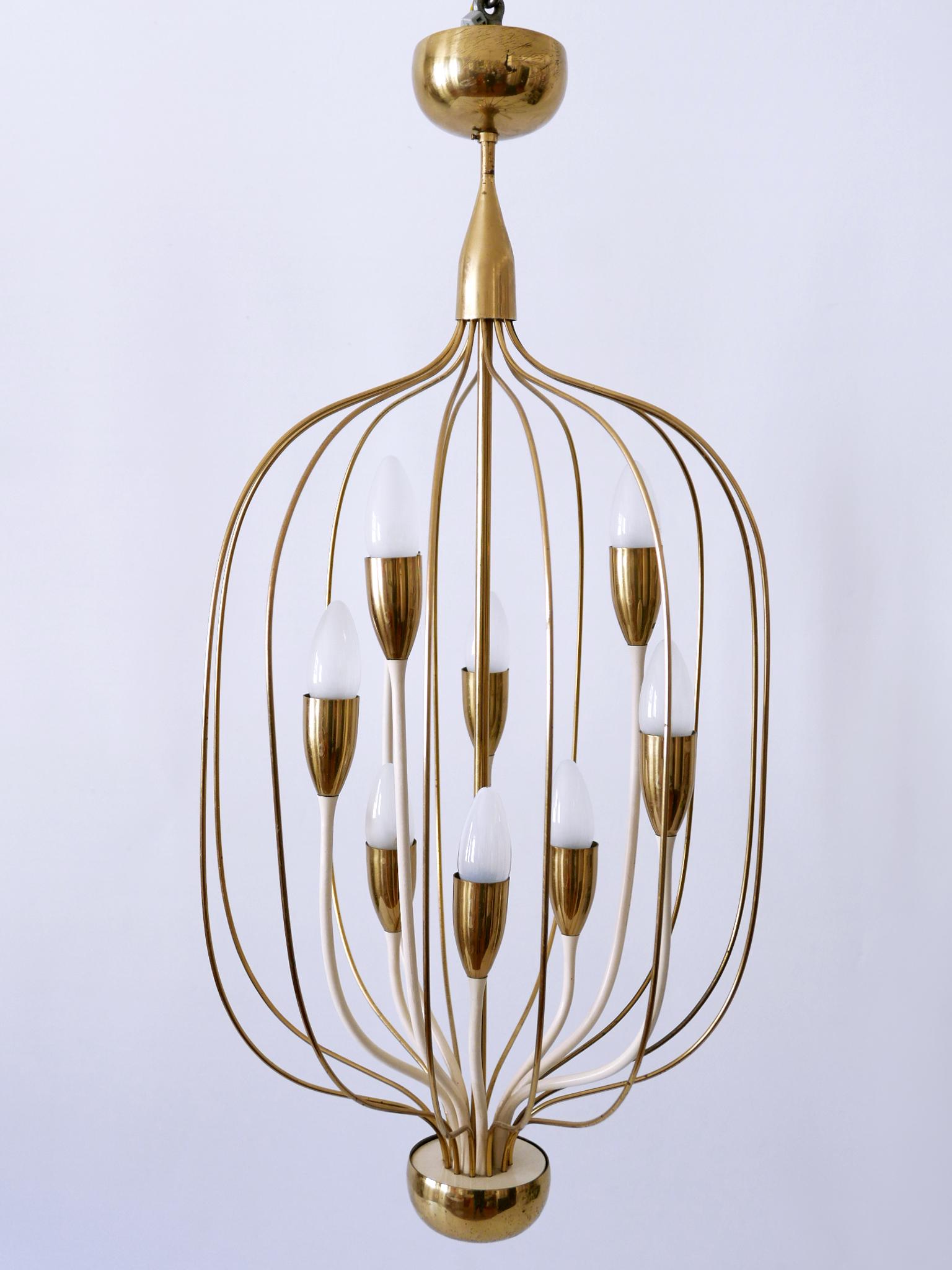Mid-20th Century Exceptional Mid-Century Modern Nine-Flamed Chandelier or Pendant Lamp 1950s For Sale