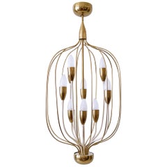 Außergewöhnlicher neunflammiger Kronleuchter oder Hängeleuchter, Mid-Century Modern, 1950er Jahre