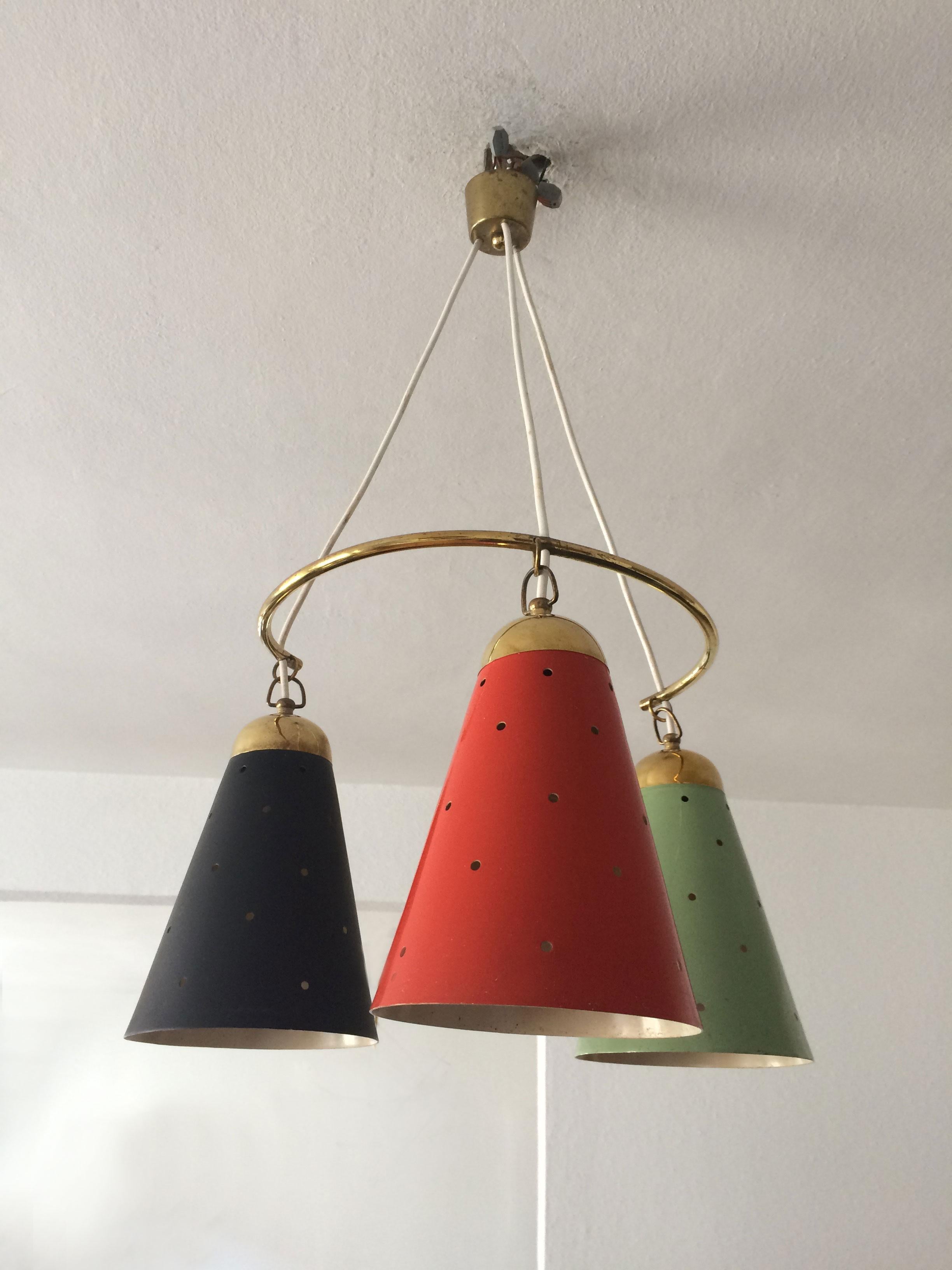 Exceptional Mid-Century Modern Pendant Lamp or Chandelier, 1950s, Germany In Good Condition In Munich, DE