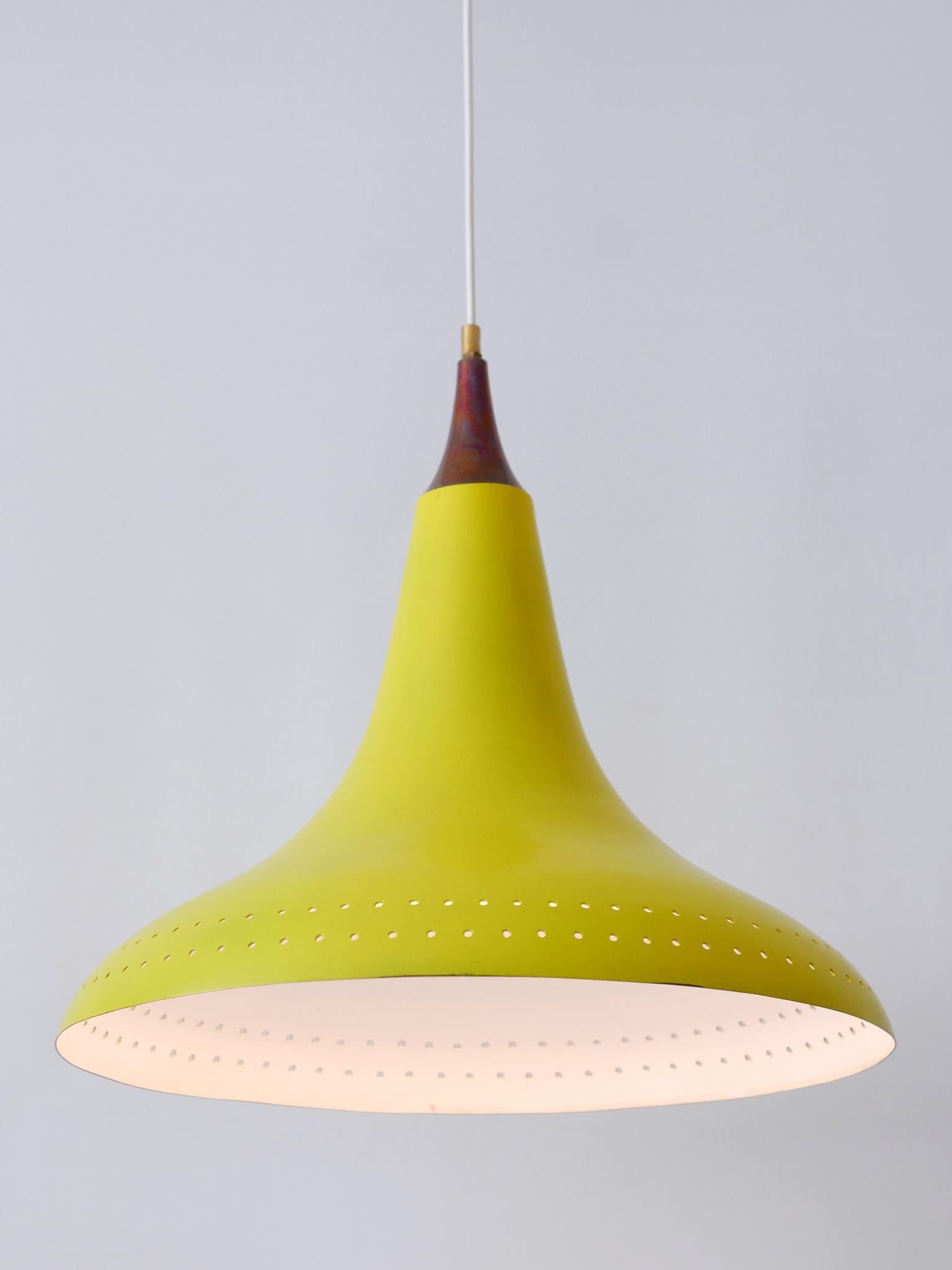 Exceptional Mid-Century Modern Perforated Aluminium Pendant Lamp Austria 1960s For Sale 4