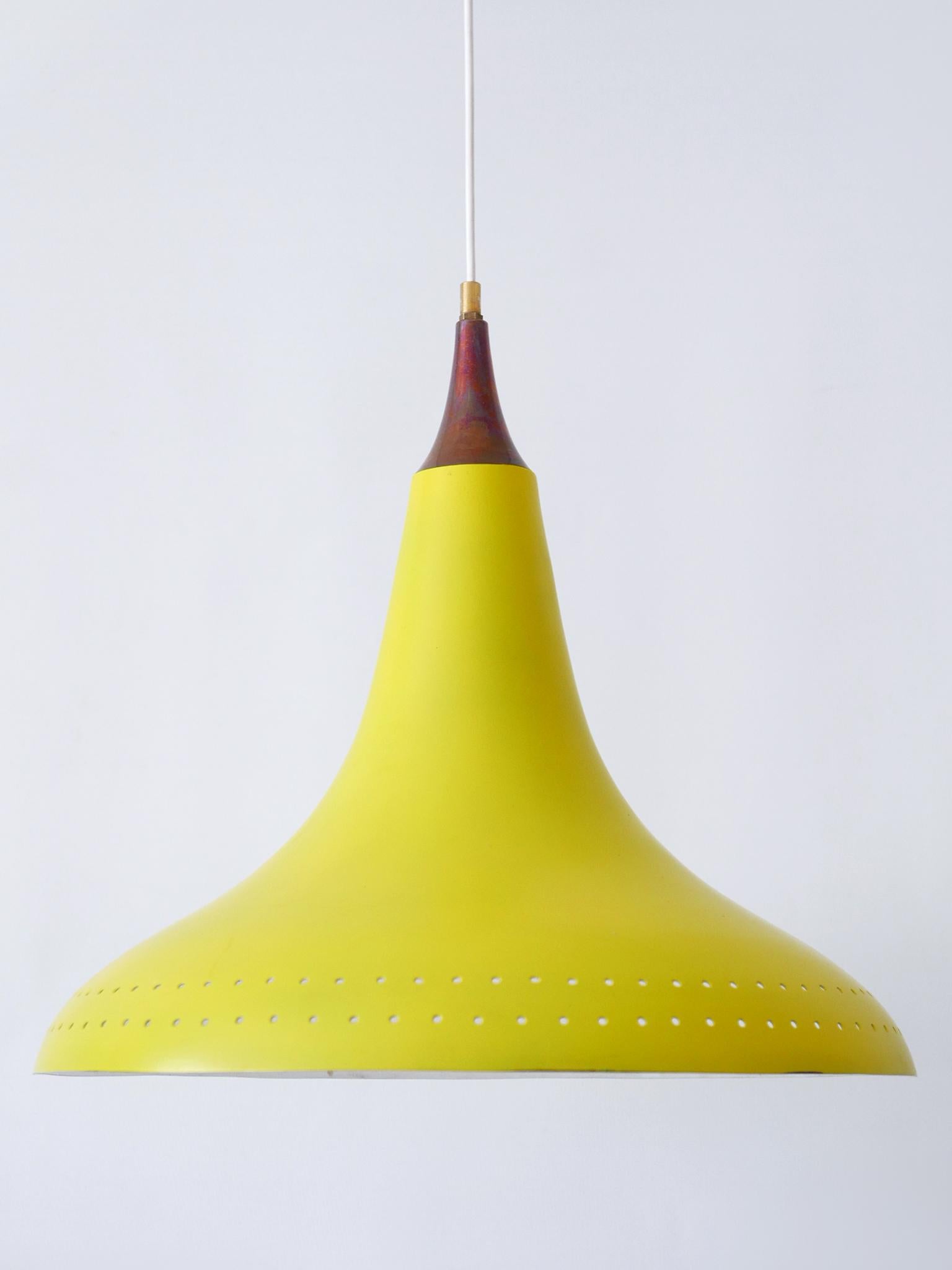Exceptional Mid-Century Modern Perforated Aluminium Pendant Lamp Austria 1960s In Good Condition For Sale In Munich, DE