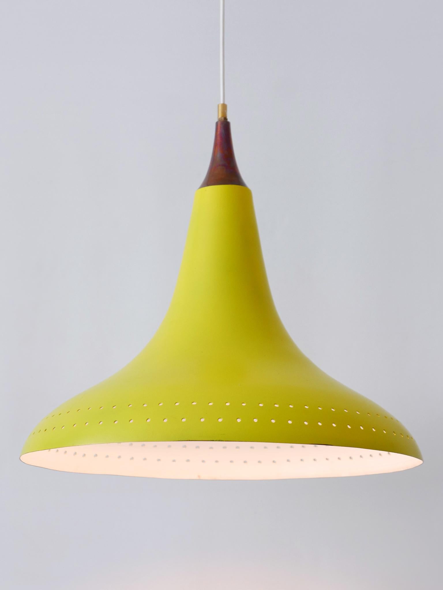 Brass Exceptional Mid-Century Modern Perforated Aluminium Pendant Lamp Austria 1960s For Sale