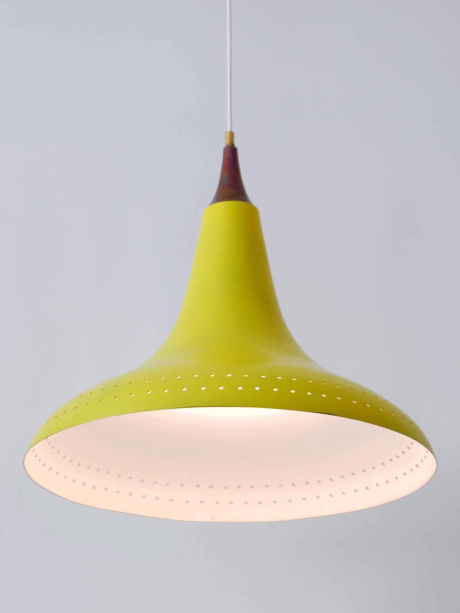 Exceptional Mid-Century Modern Perforated Aluminium Pendant Lamp Austria 1960s For Sale 3