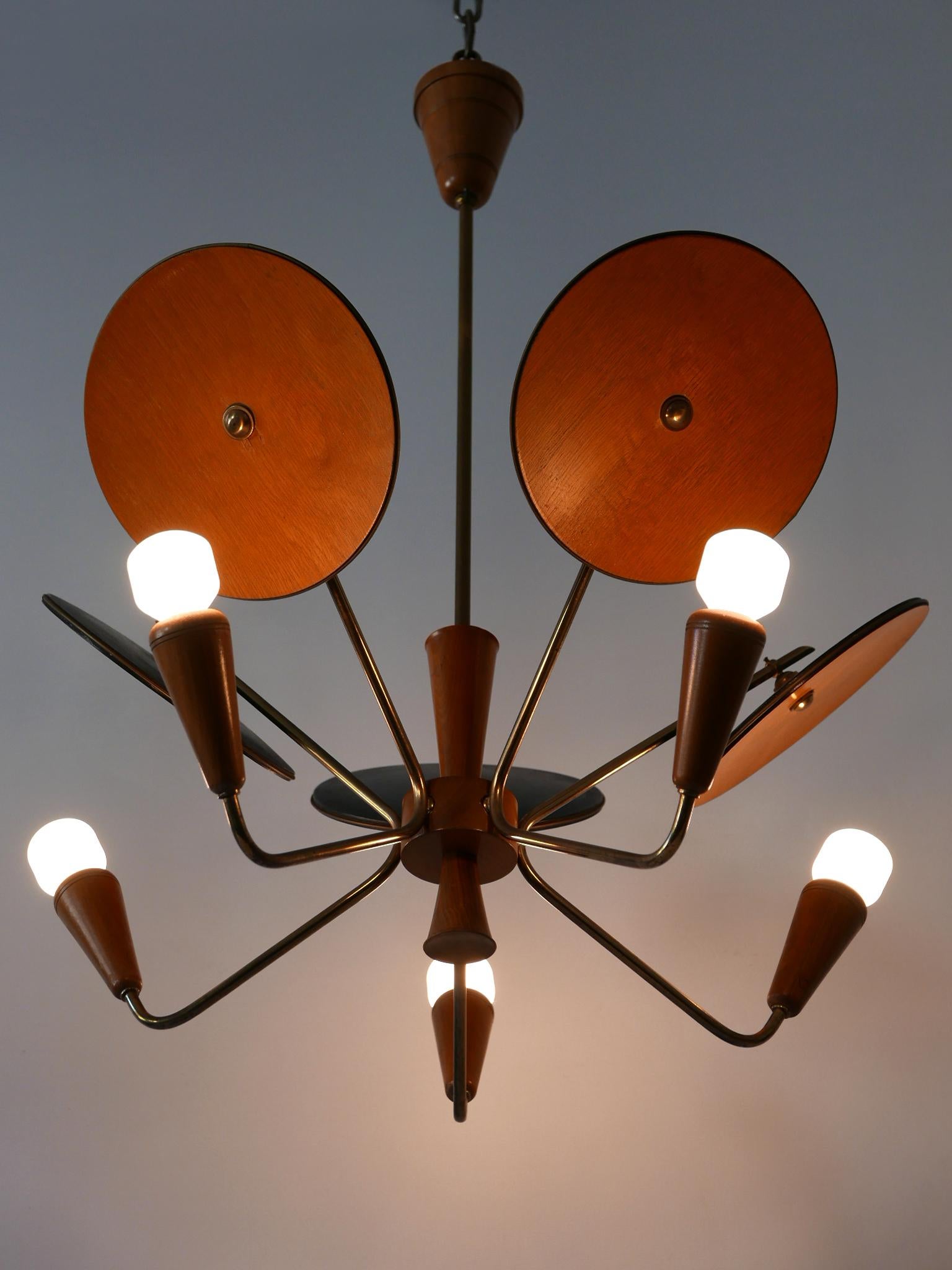Exceptionnelle lampe à suspension ou lustre Spoutnik moderne mi-siècle, Allemagne, années 1950 en vente 3