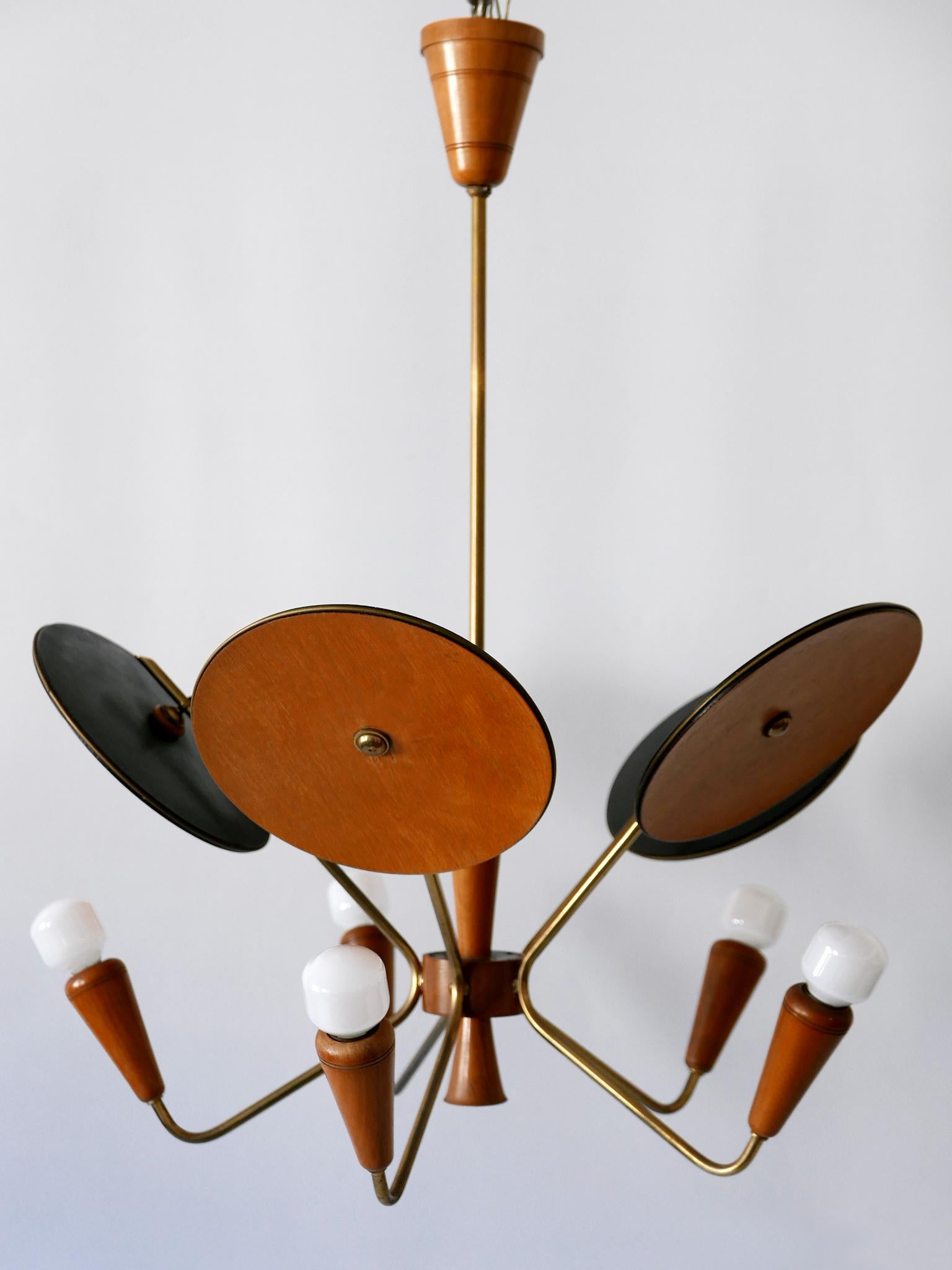Exceptional Mid-Century Modern Sputnik Pendant Lamp or Chandelier Germany 1950s For Sale 7