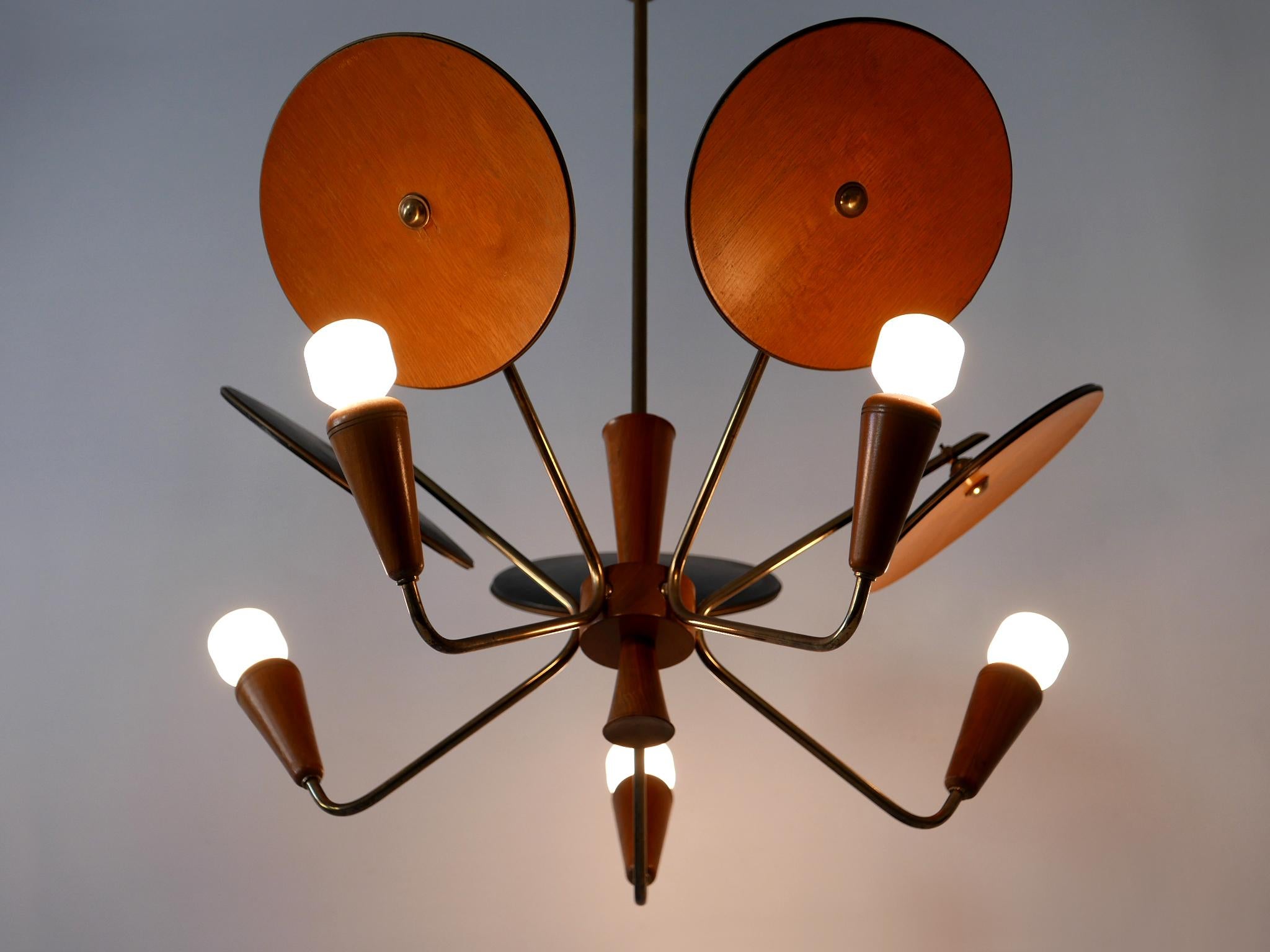 Exceptionnelle lampe à suspension ou lustre Spoutnik moderne mi-siècle, Allemagne, années 1950 en vente 2