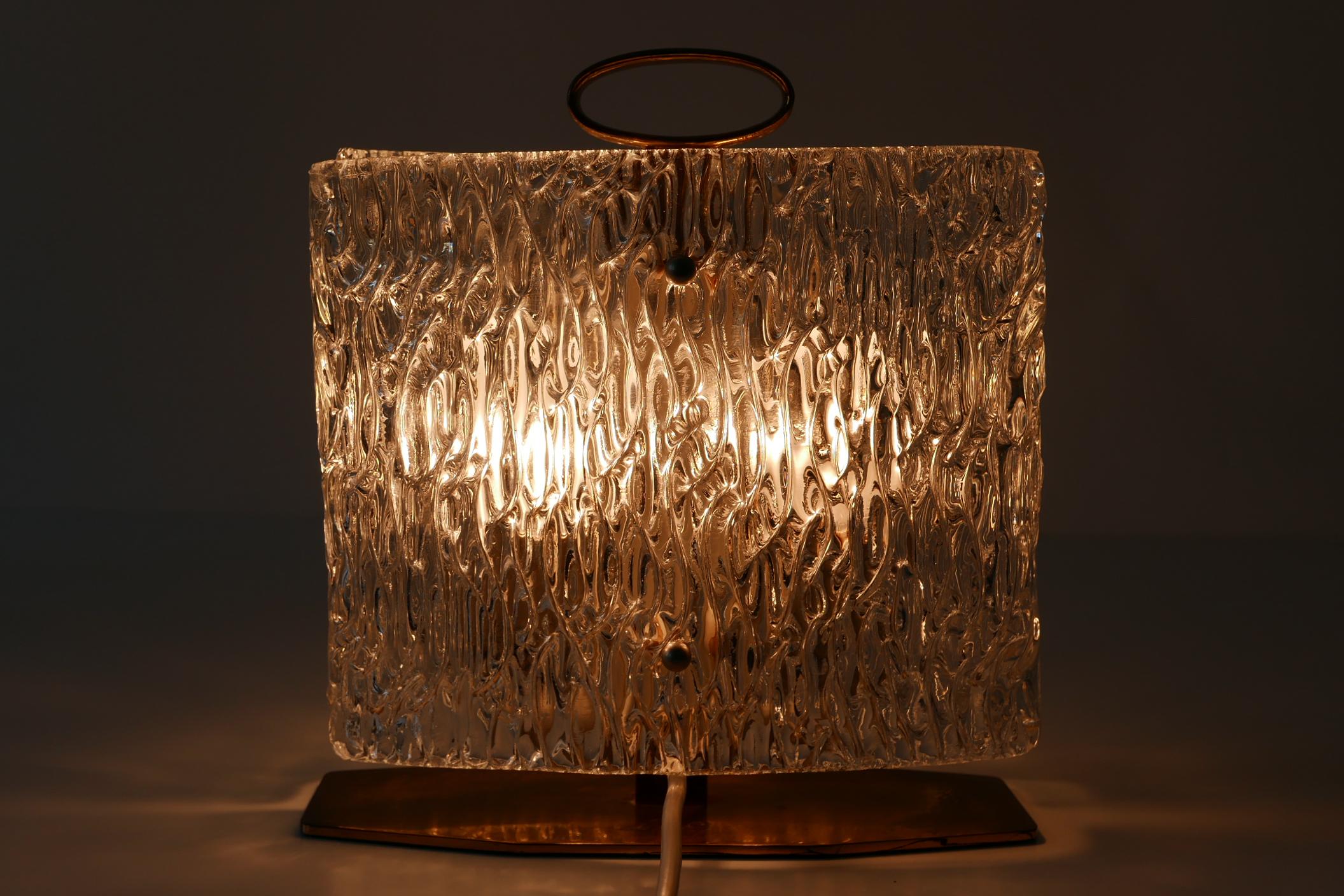 Exceptional Mid-Century Modern Table Lamp with Ice Glass Shade, 1950s, Italy For Sale 12