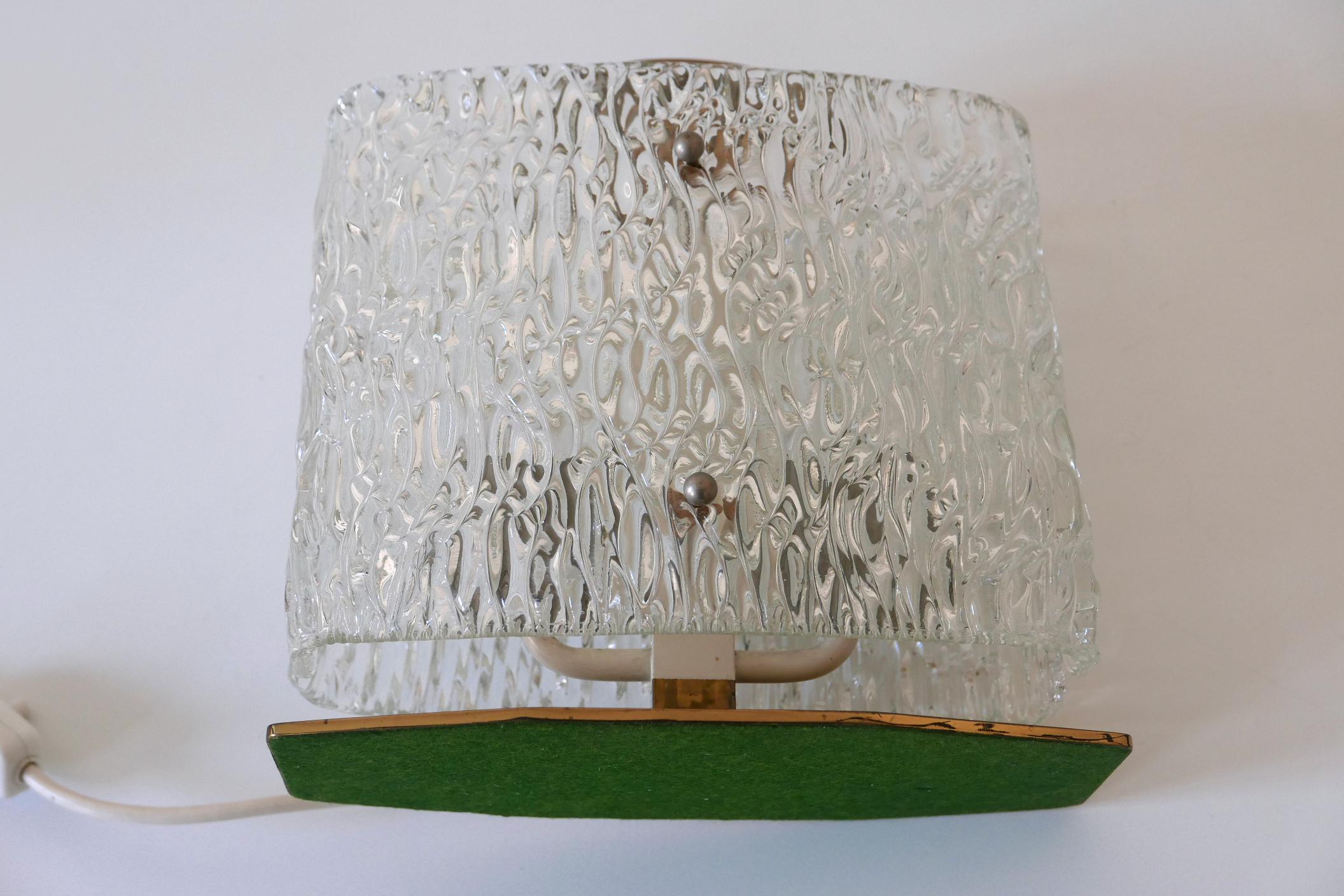 Exceptional Mid-Century Modern Table Lamp with Ice Glass Shade, 1950s, Italy For Sale 13