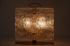 Exceptional Mid-Century Modern Table Lamp with Ice Glass Shade, 1950s, Italy