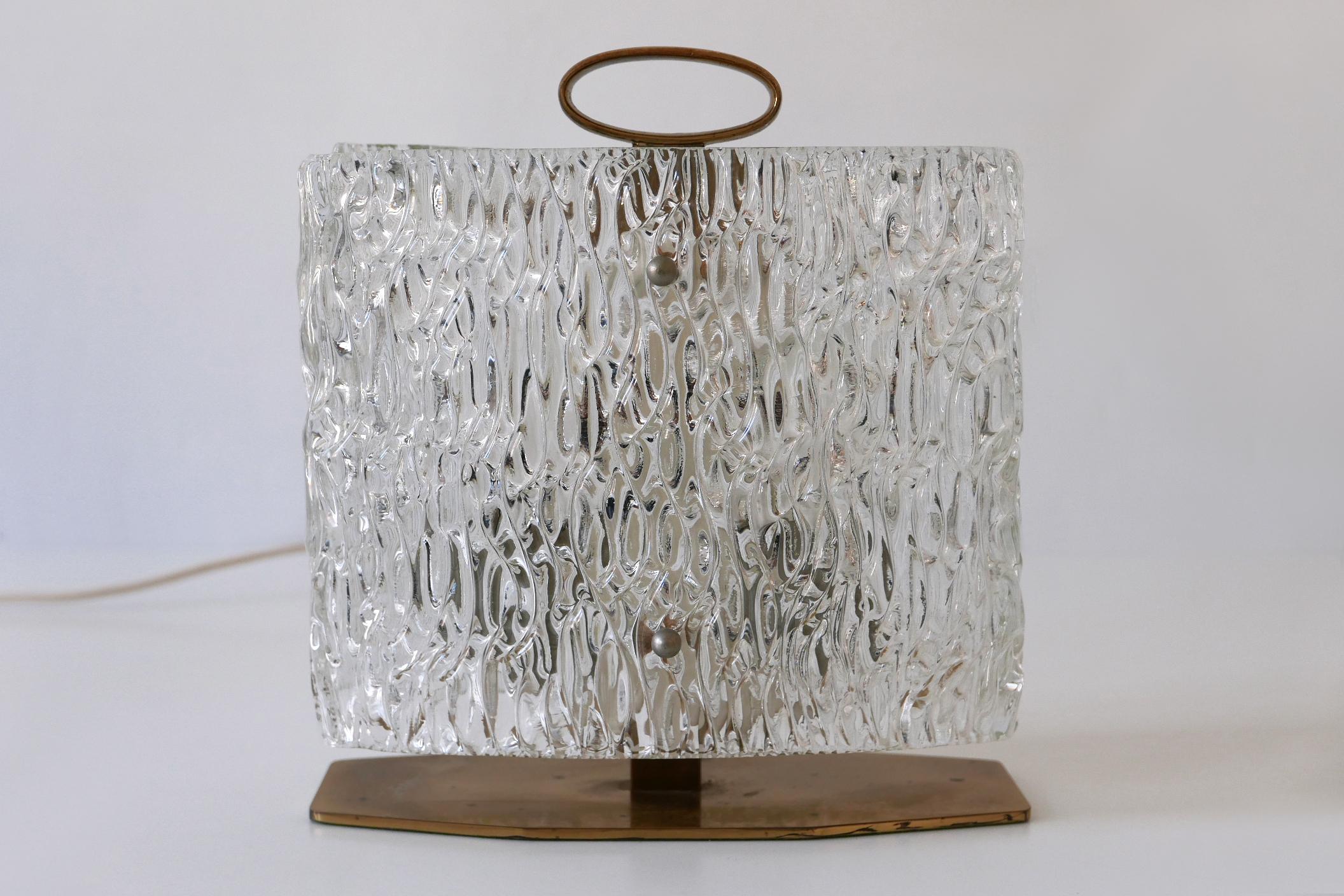 Exceptional Mid-Century Modern Table Lamp with Ice Glass Shade, 1950s, Italy For Sale 4