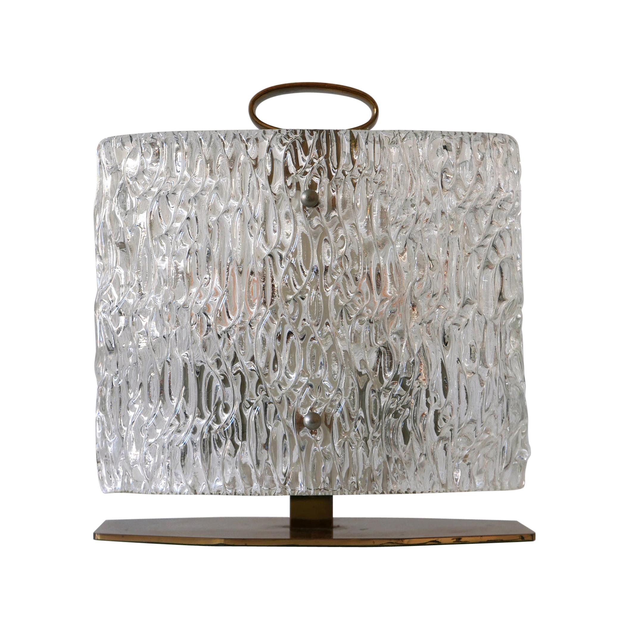 Exceptional Mid-Century Modern Table Lamp with Ice Glass Shade, 1950s, Italy