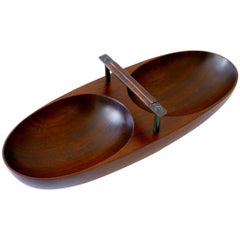 Exceptional Mid-Century Modern Teak Nut Bowl by Carl Auböck, 1950s, Austria