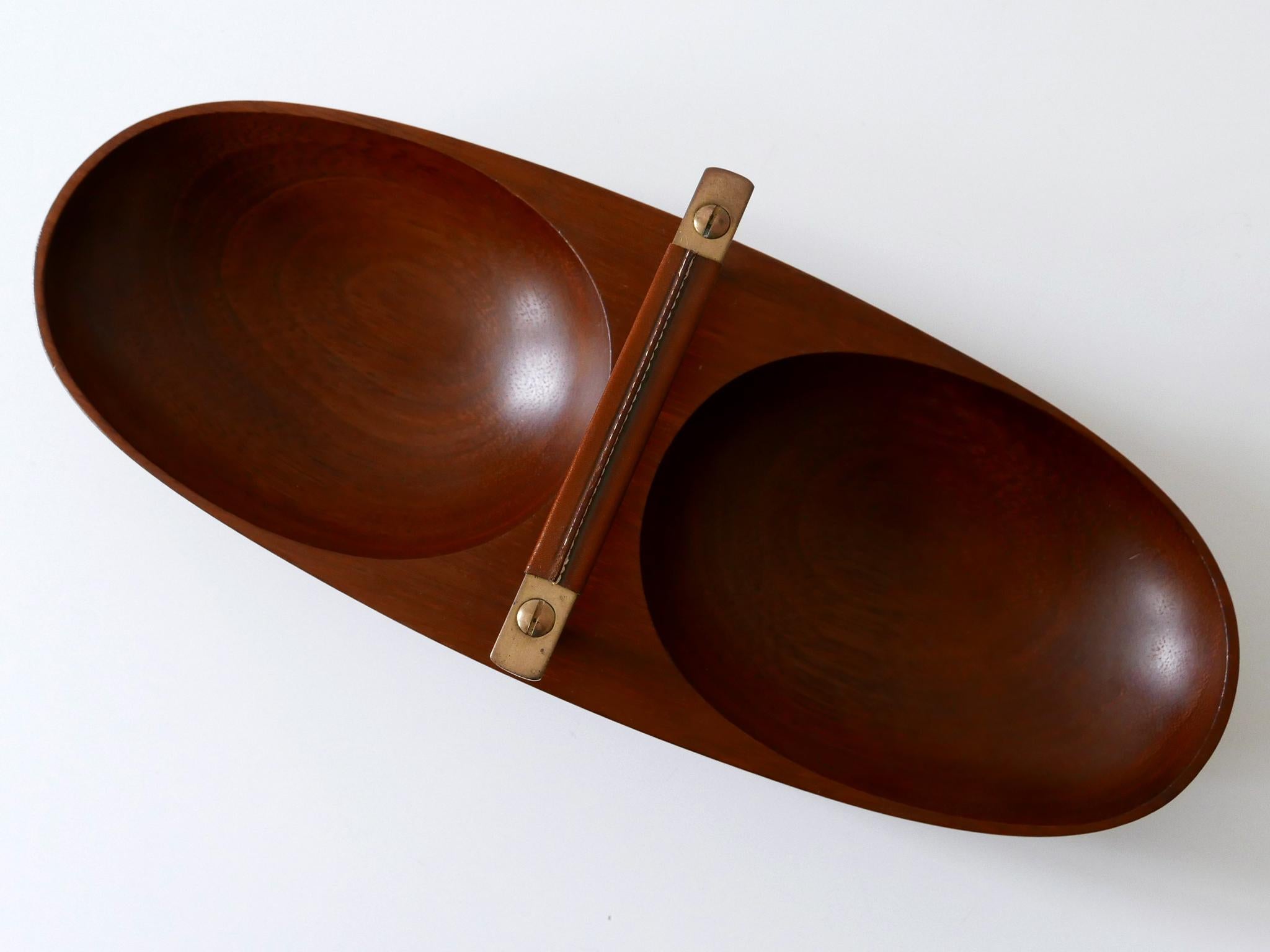 Austrian Exceptional Mid-Century Modern Teak Nut Bowl by Carl Auböck Austria 1950s For Sale