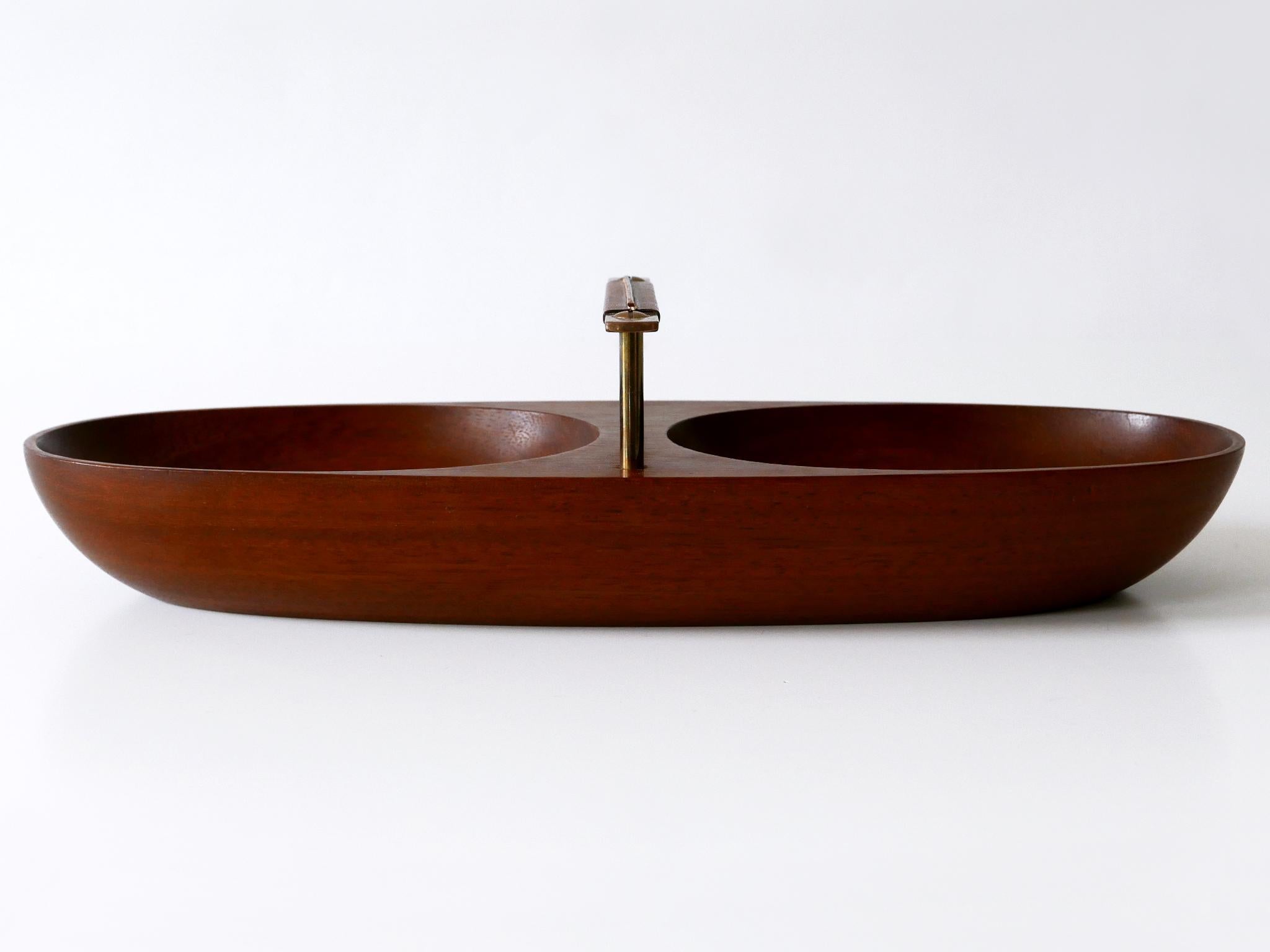 Mid-20th Century Exceptional Mid-Century Modern Teak Nut Bowl by Carl Auböck Austria 1950s For Sale