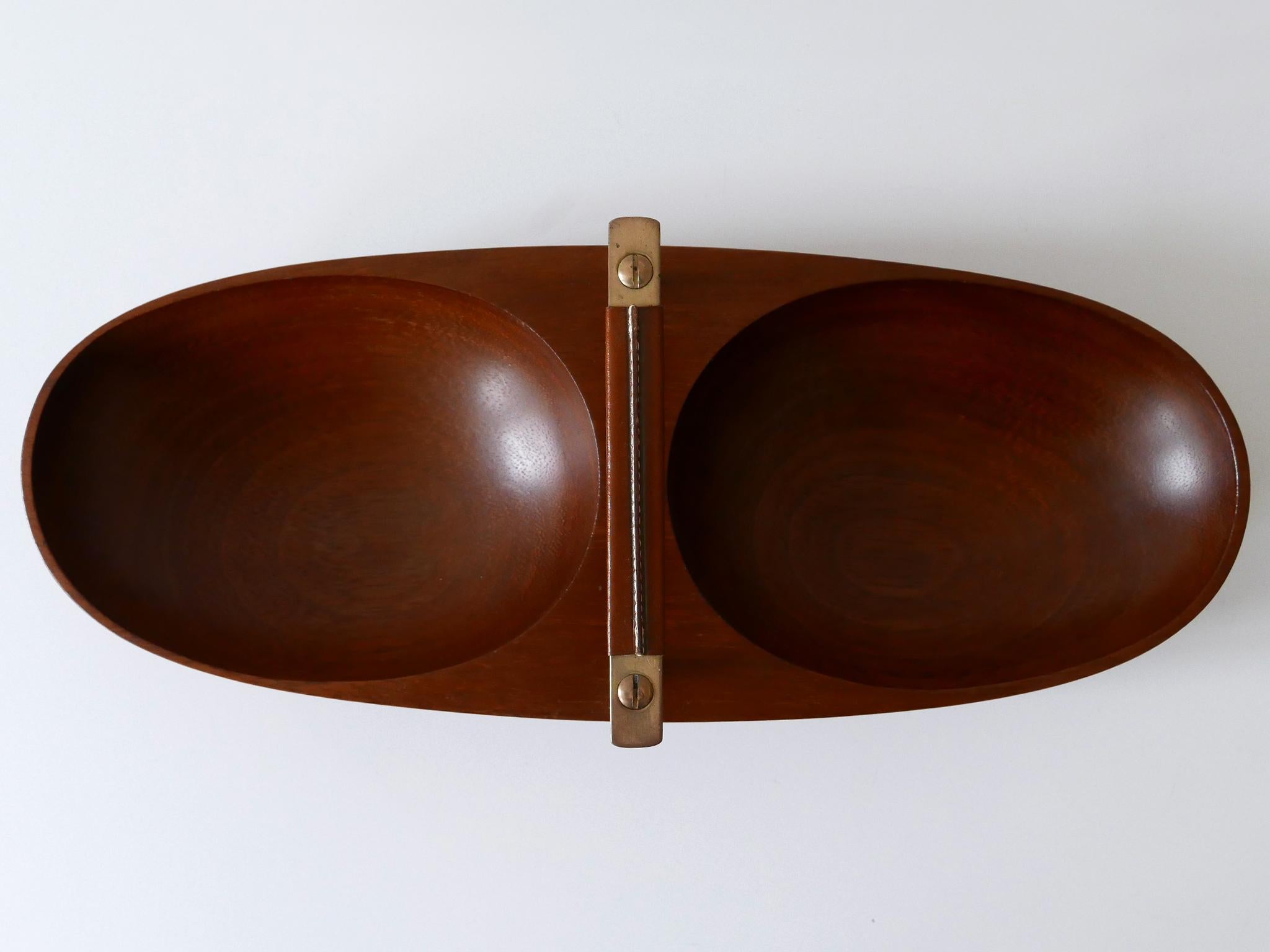 Exceptional Mid-Century Modern Teak Nut Bowl by Carl Auböck Austria 1950s For Sale 1