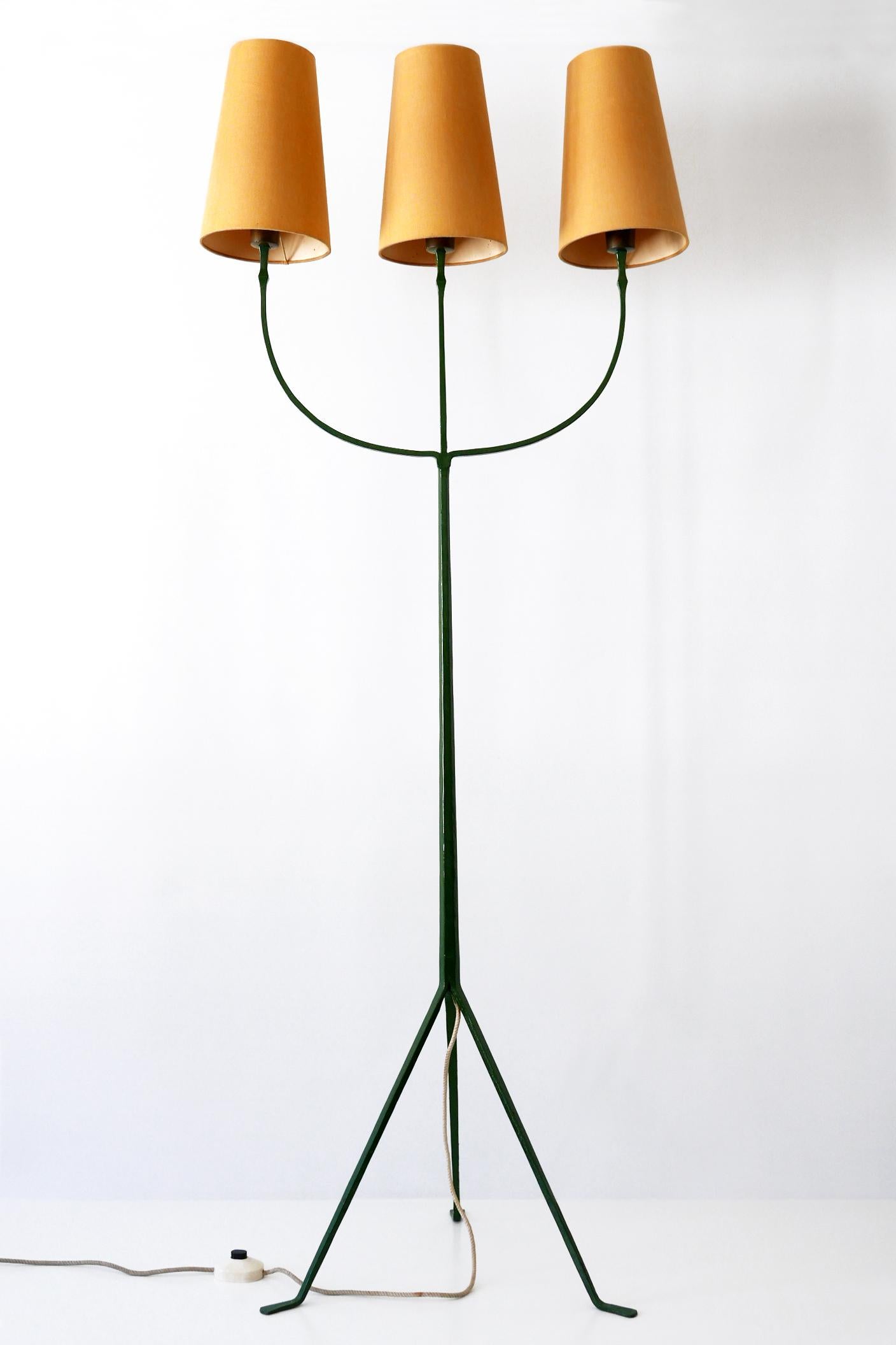 Exceptional Mid-Century Modern Three Flamed Floor Lamp, 1950s For Sale 3