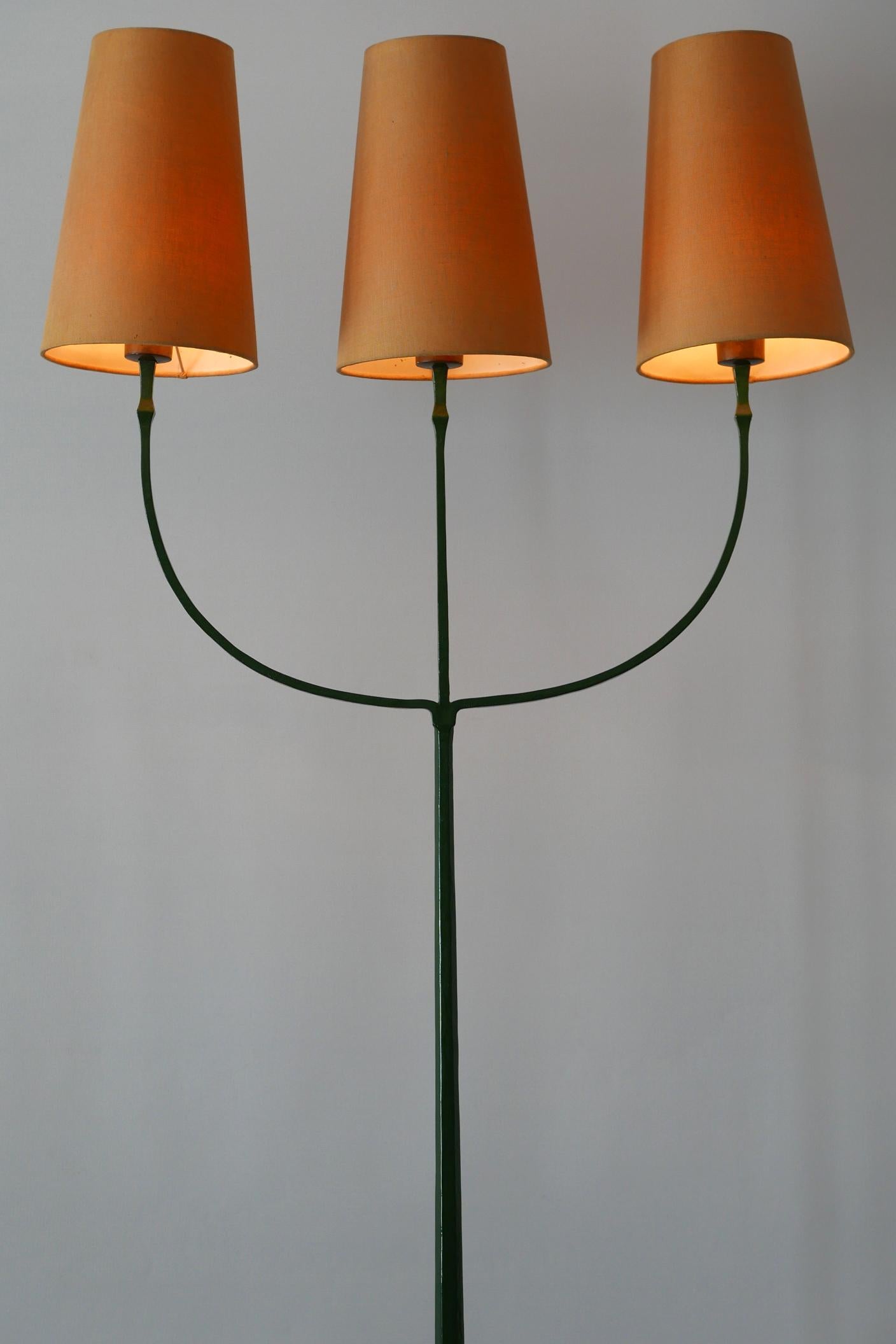 Painted Exceptional Mid-Century Modern Three Flamed Floor Lamp, 1950s For Sale