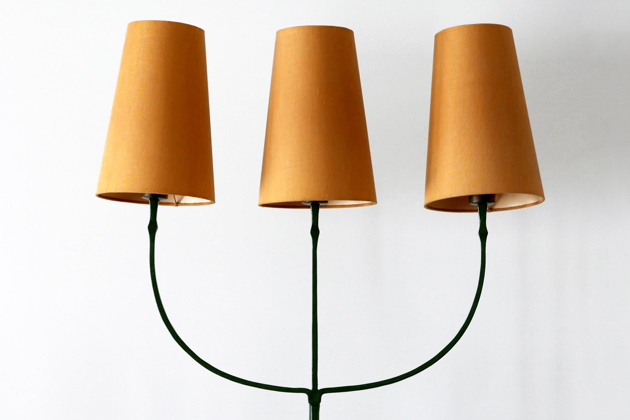 Exceptional Mid-Century Modern Three Flamed Floor Lamp, 1950s In Good Condition For Sale In Munich, DE