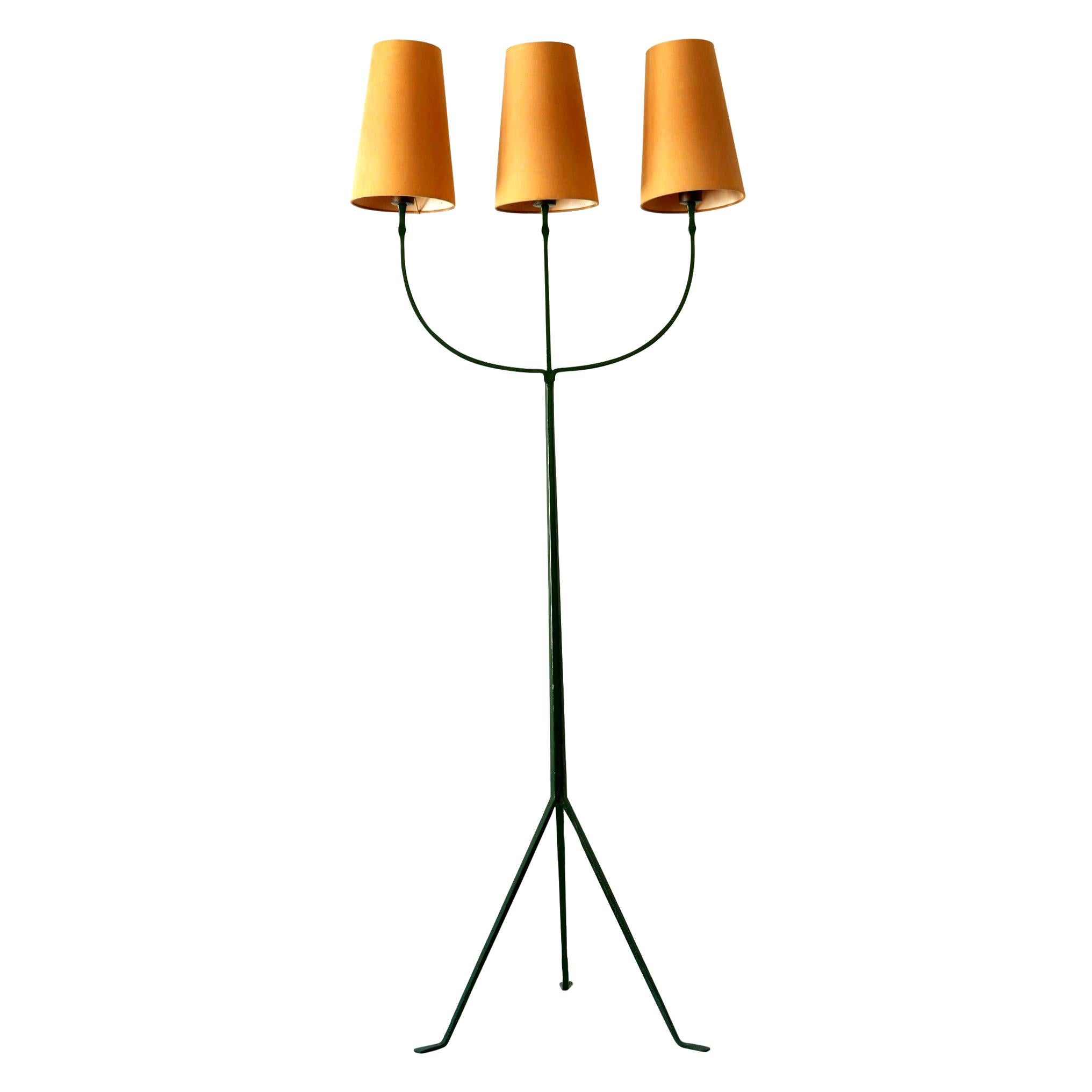 Exceptional Mid-Century Modern Three Flamed Floor Lamp, 1950s For Sale