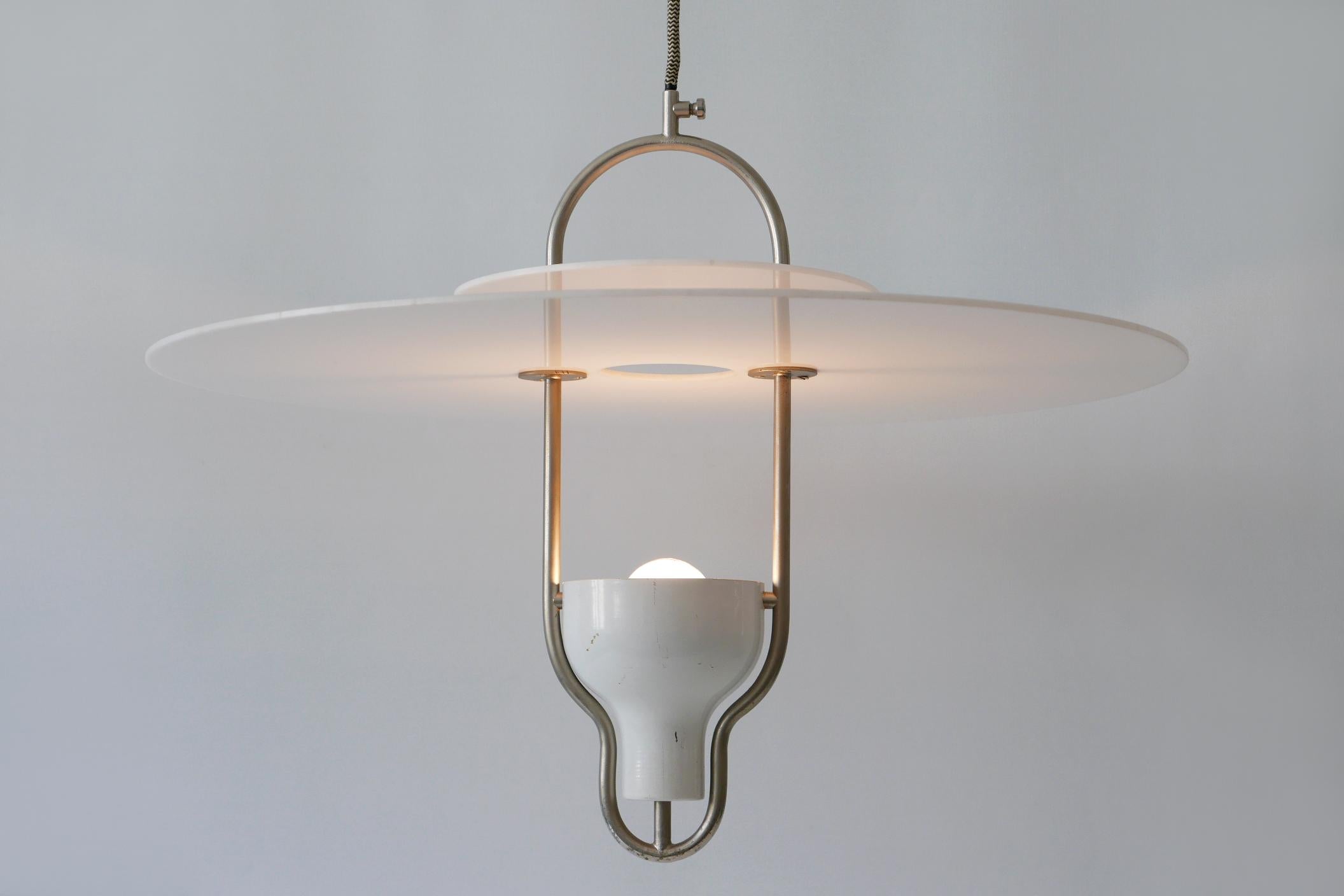 Steel Exceptional Mid-Century Modern Ufo Pendant Lamp, Italy, 1960s For Sale