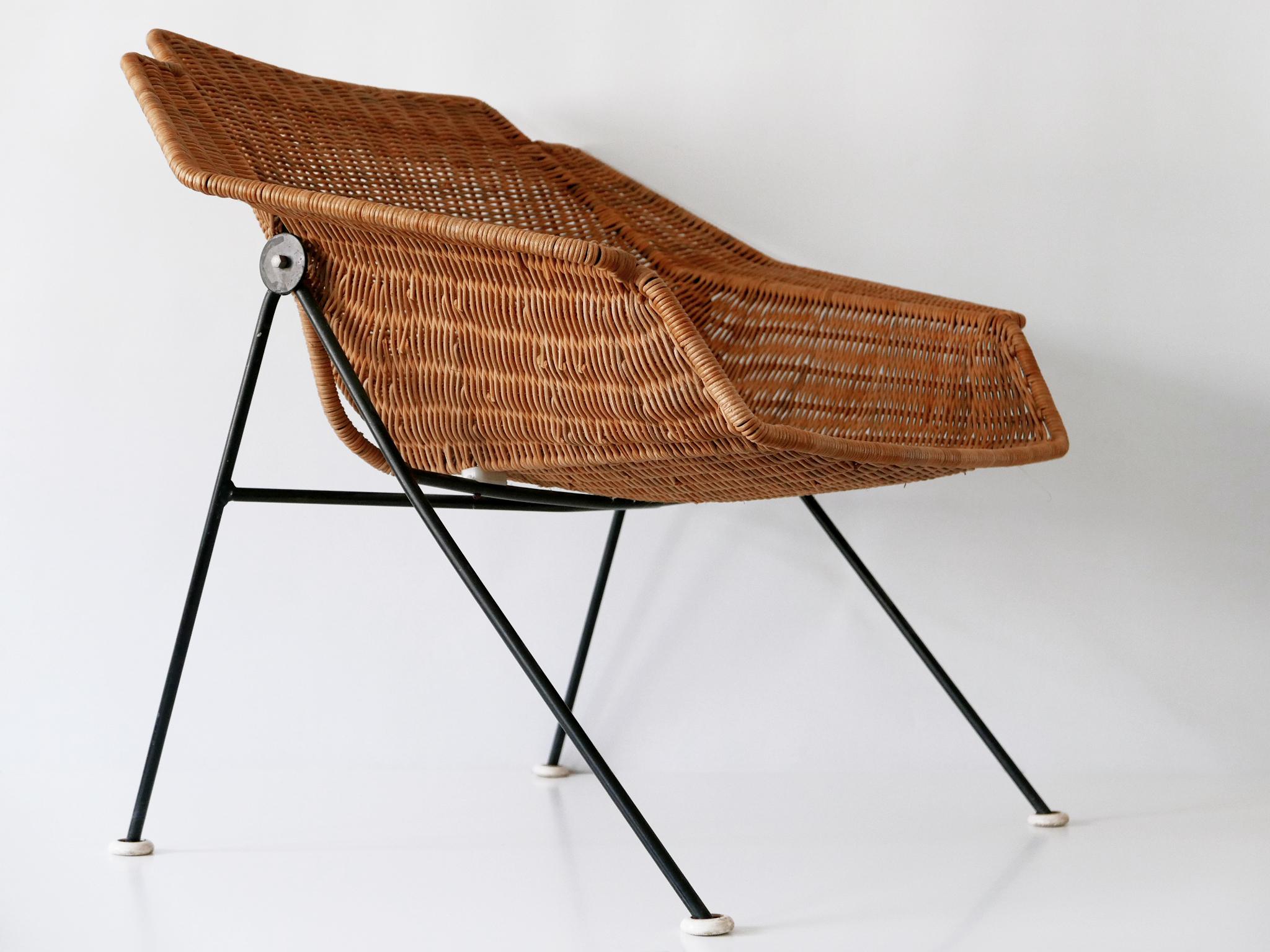 Exceptional Mid-Century Modern Wicker Lounge Chair or Armchair 1950s Sweden For Sale 6