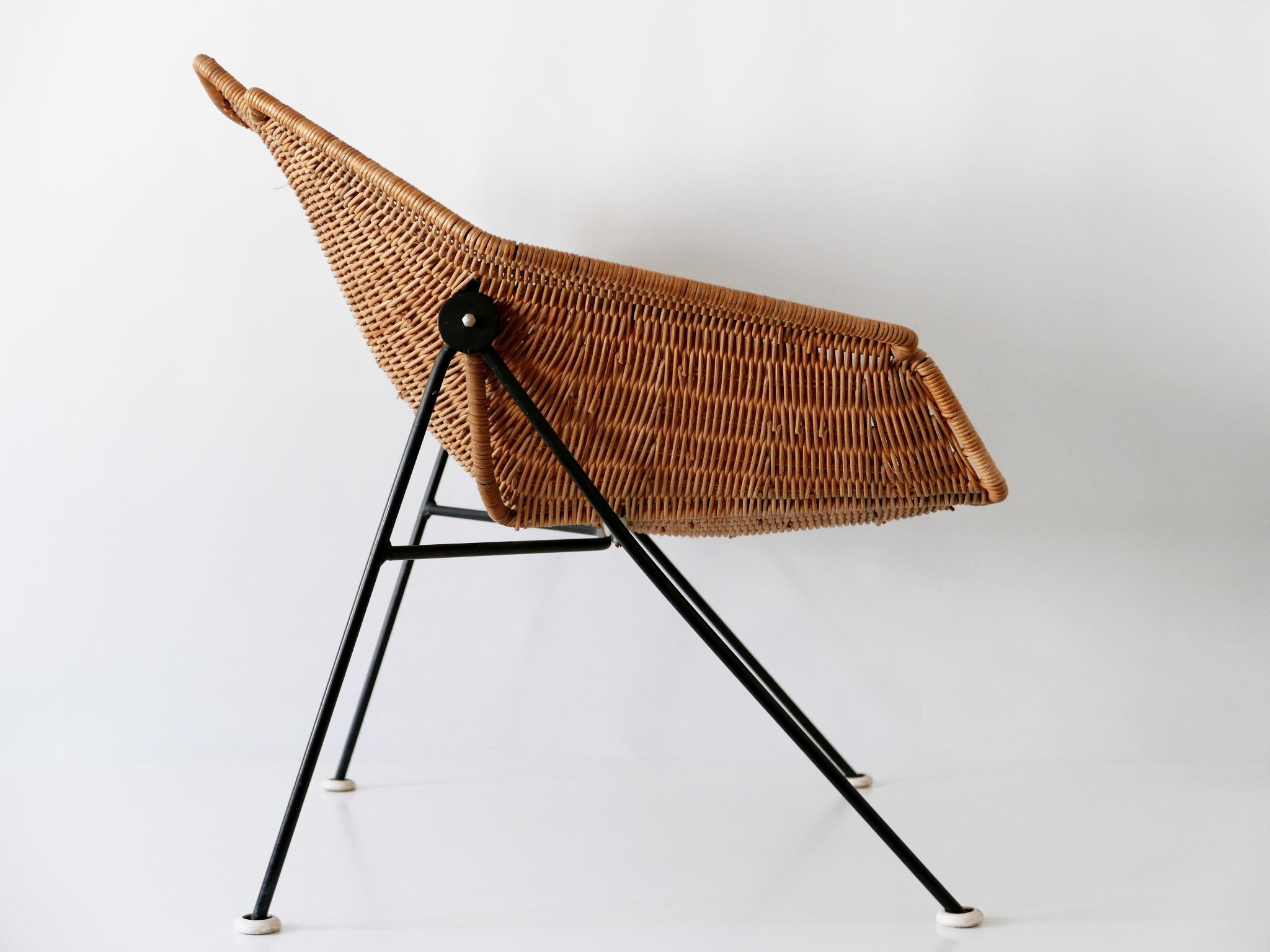 Exceptional Mid-Century Modern Wicker Lounge Chair or Armchair 1950s Sweden For Sale 8