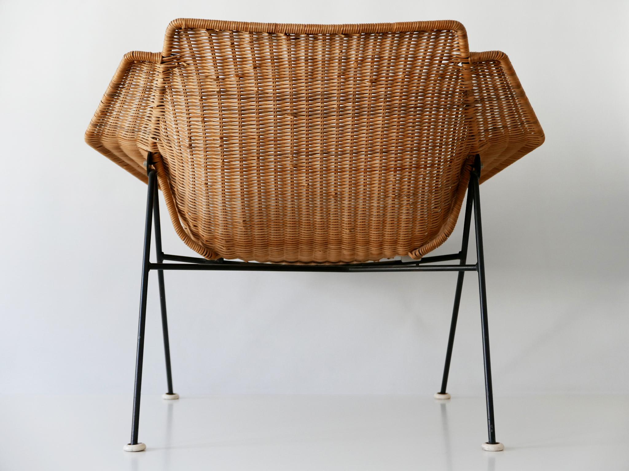 Exceptional Mid-Century Modern Wicker Lounge Chair or Armchair 1950s Sweden For Sale 9