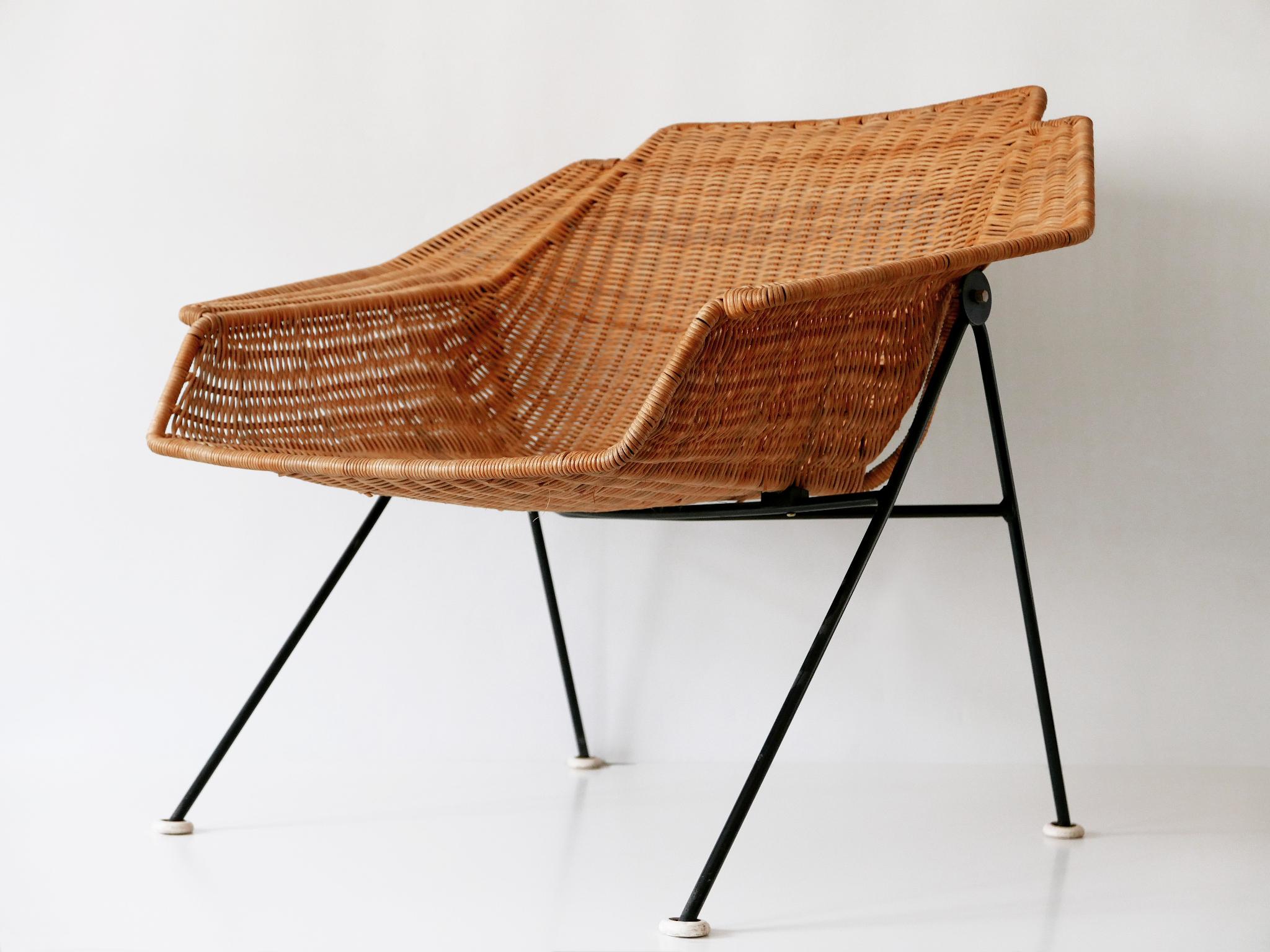 Außergewöhnlicher Mid-Century Modern Loungesessel oder Sessel aus Korbweide 1950er Jahre Schweden (Moderne der Mitte des Jahrhunderts) im Angebot