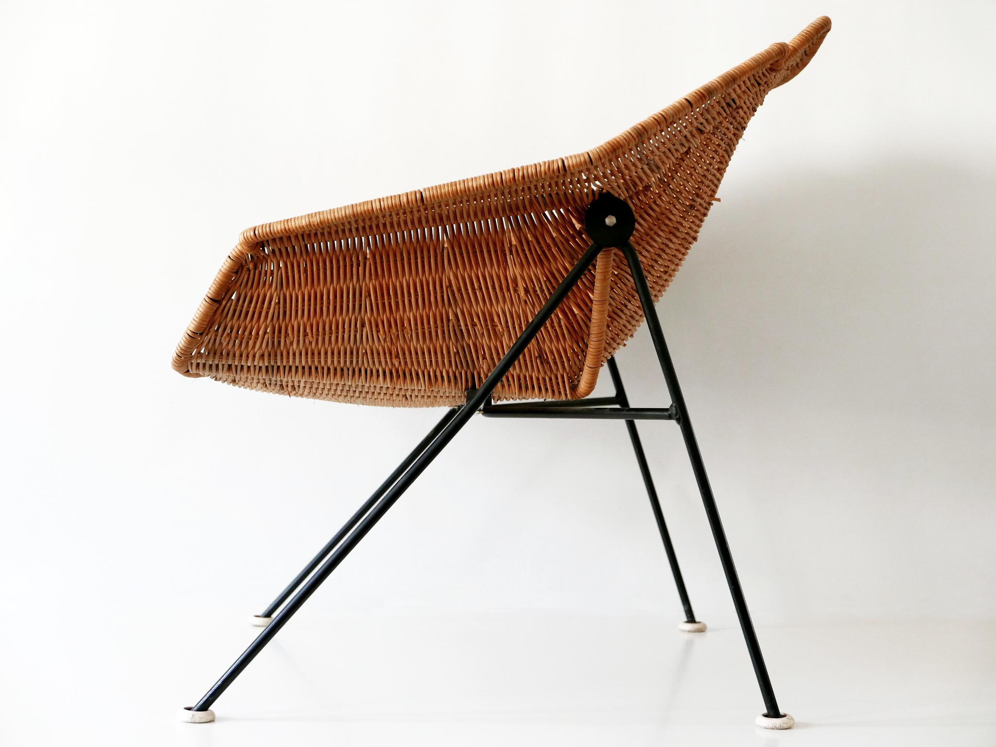 Mid-20th Century Exceptional Mid-Century Modern Wicker Lounge Chair or Armchair 1950s Sweden For Sale