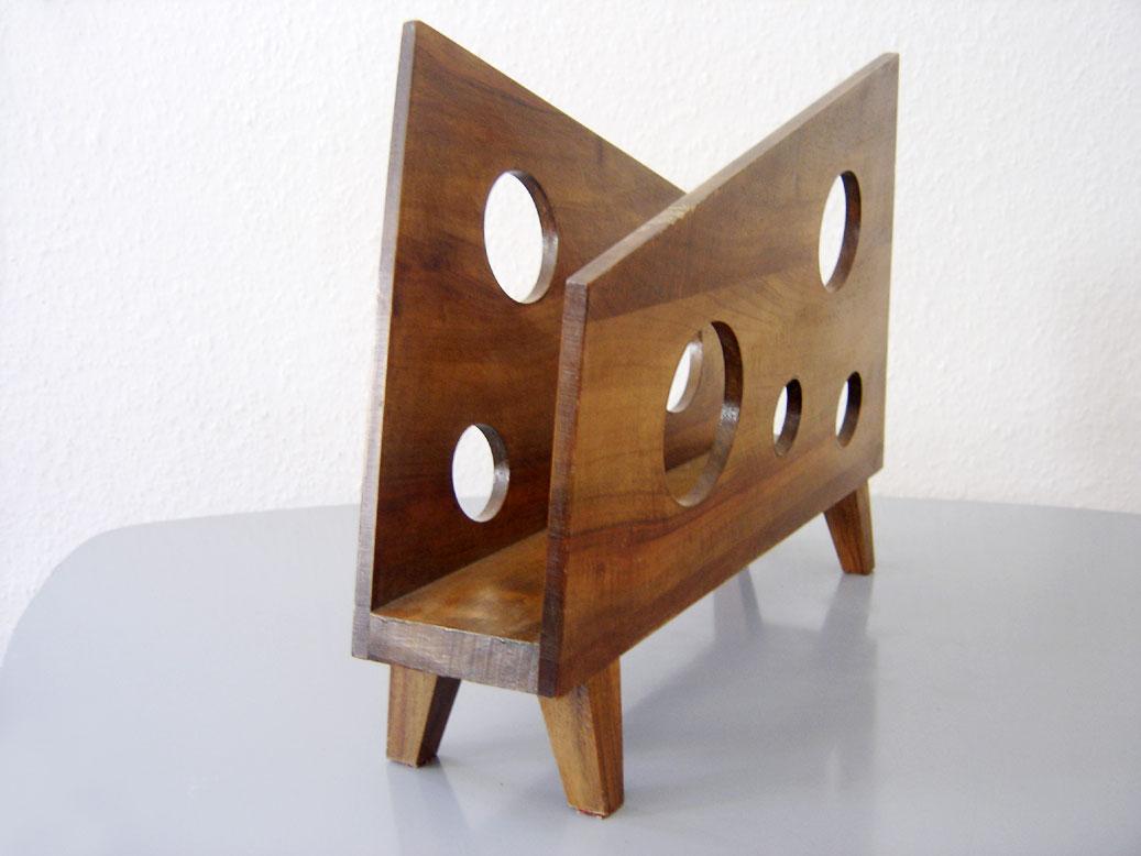 Wood Exceptional Mid-Century Modernist Magazine Rack or Stand, 1950s, France