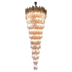 Exceptional Mid-Century Teardrop Glass Chandelier by BD Lumica, Barcelona, 1970s