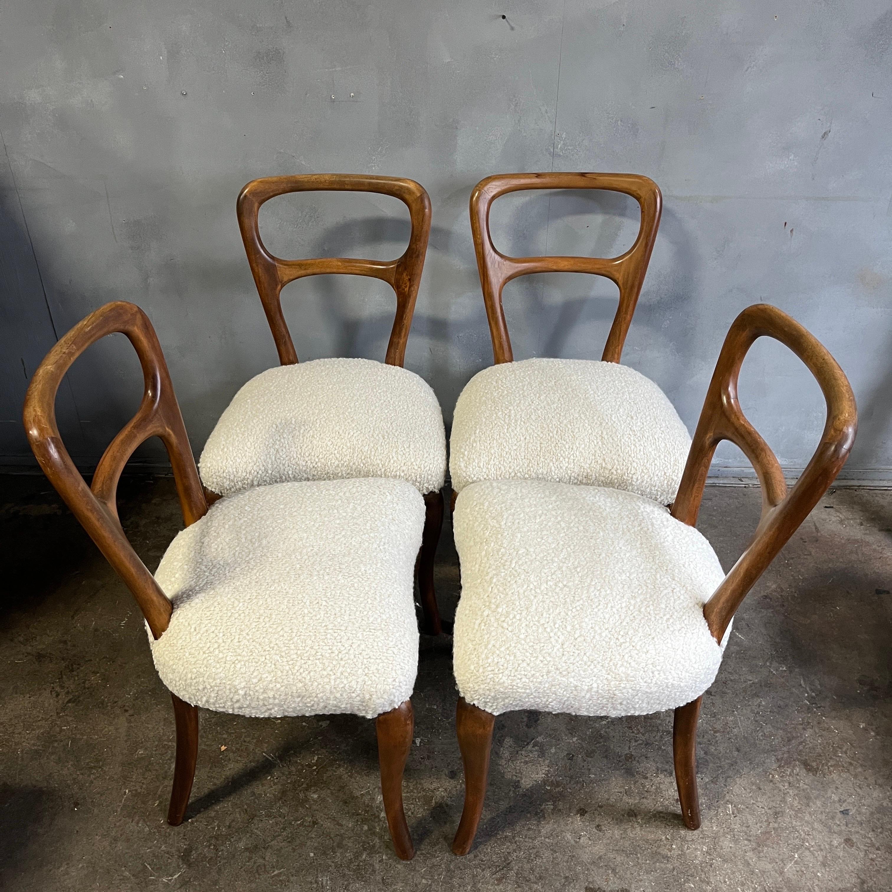 Exceptional Midcentury Dining Chairs Jean Royère Style In Good Condition In BROOKLYN, NY