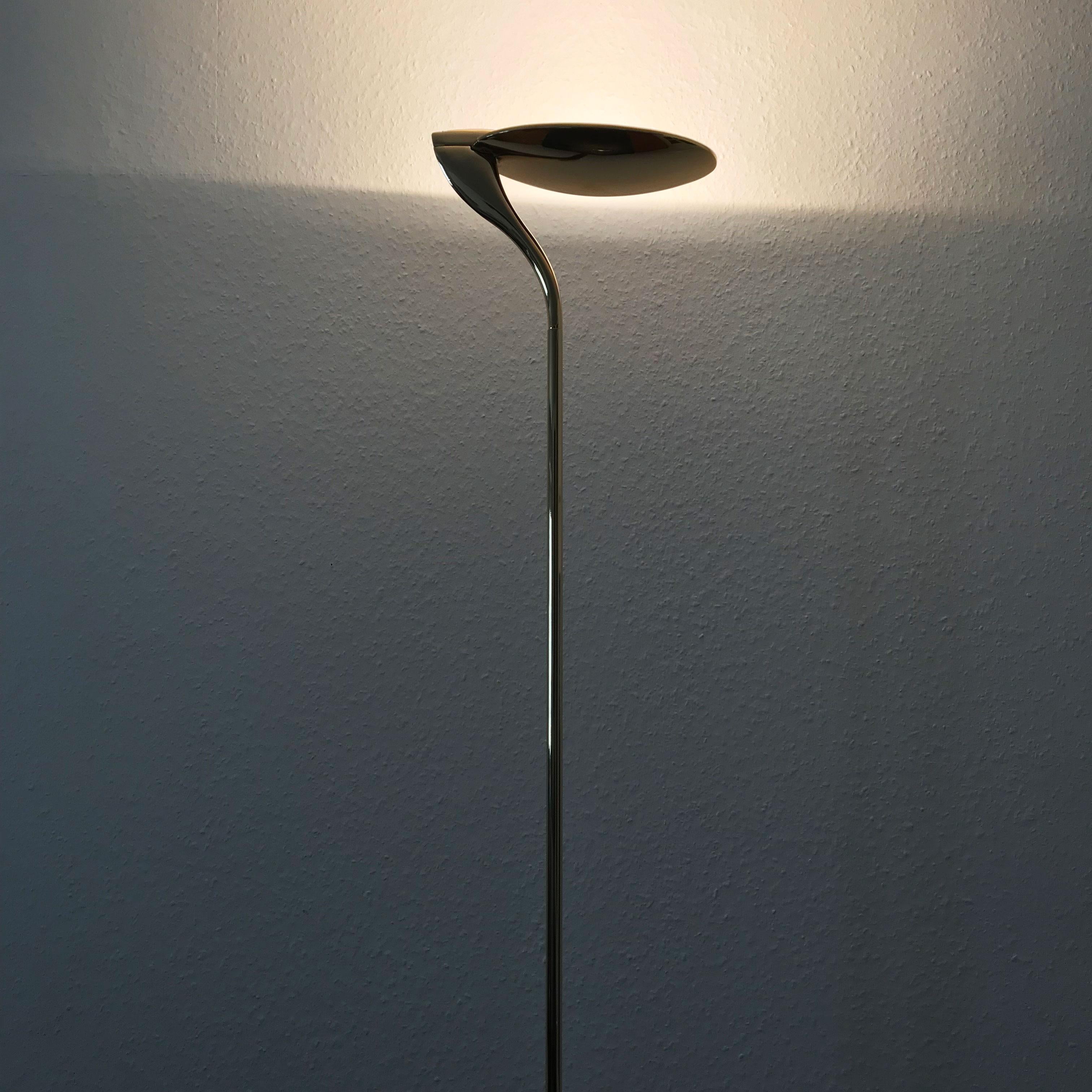 Mid-Century Modern Exceptional Minimalist Brass Floor Lamp Uplighter by Florian Schulz, Germany For Sale